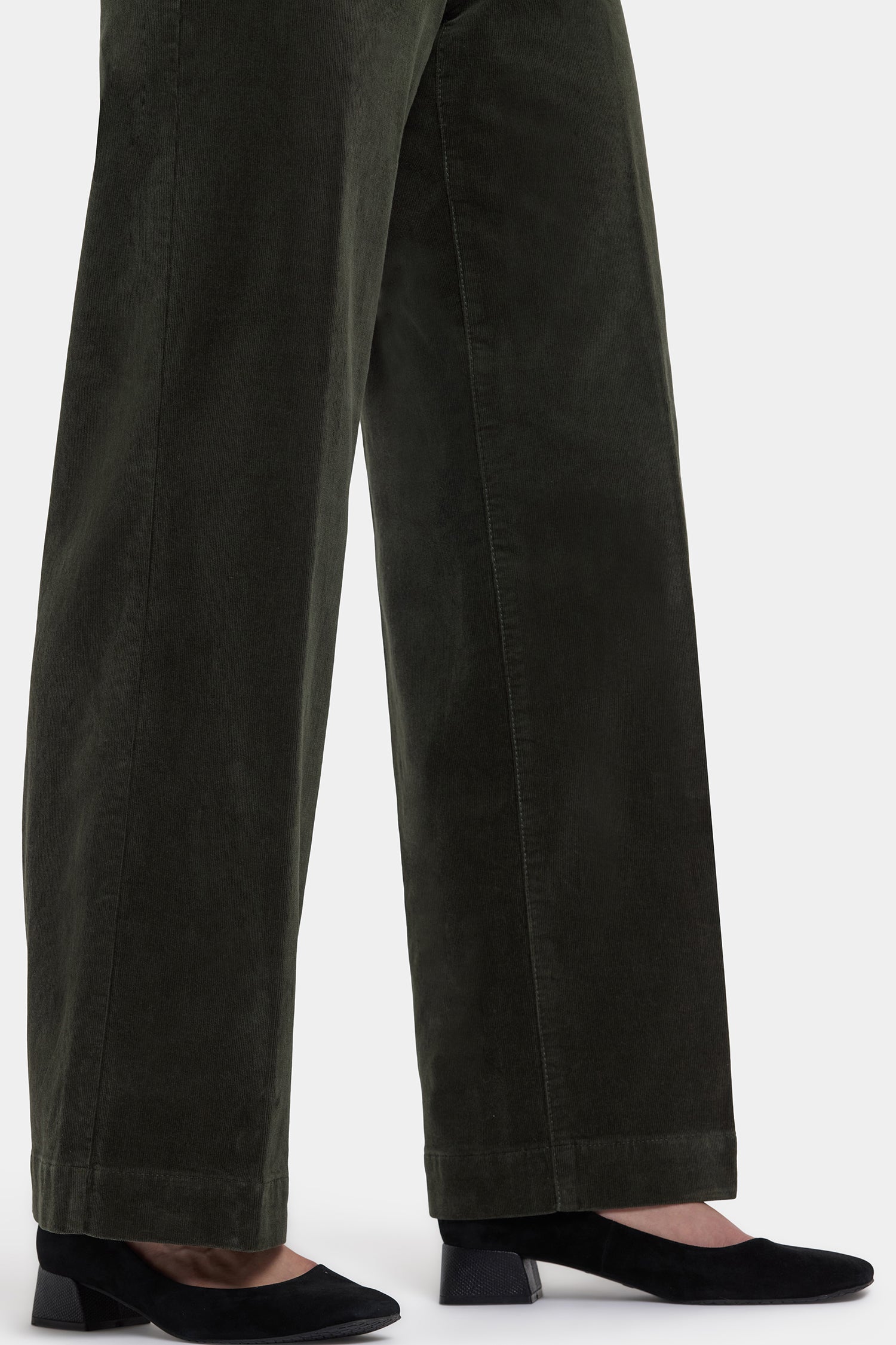 NYDJ Teresa Wide Leg Pants In Fine Wale Stretch Corduroy With 1 1/2" Hems And 31" Inseam - Vine Leaf