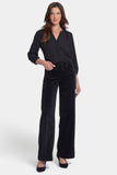 NYDJ Teresa Wide Leg Pants In Fine Wale Stretch Corduroy With 1 1/2" Hems - Black