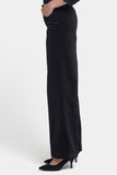 NYDJ Teresa Wide Leg Pants In Fine Wale Stretch Corduroy With 1 1/2" Hems - Black