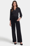 NYDJ Teresa Wide Leg Pants In Fine Wale Stretch Corduroy With 1 1/2" Hems - Black