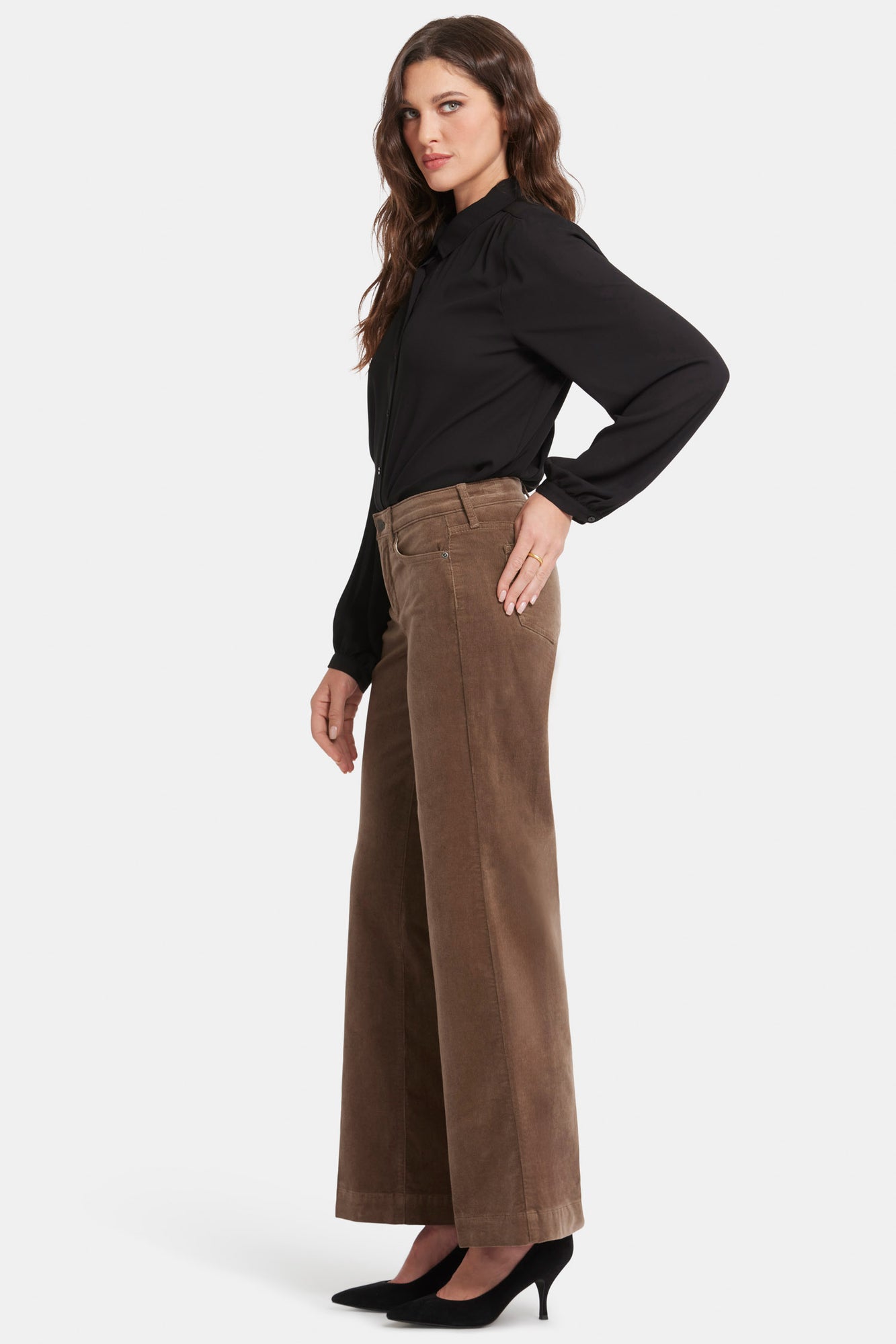 NYDJ Teresa Wide Leg Pants In Fine Wale Stretch Corduroy With 1 1/2