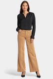 NYDJ Teresa Wide Leg Pants In Fine Wale Stretch Corduroy With 1 1/2" Hems - Sand Dune