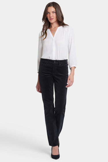 NYDJ Marilyn Straight Pants In Fine Wale Stretch Corduroy - Black