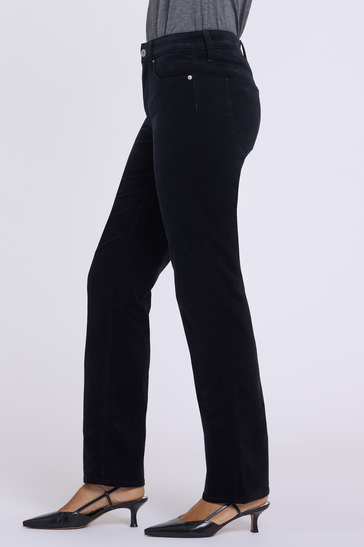 NYDJ Marilyn Straight Pants In Fine Wale Stretch Corduroy - Black