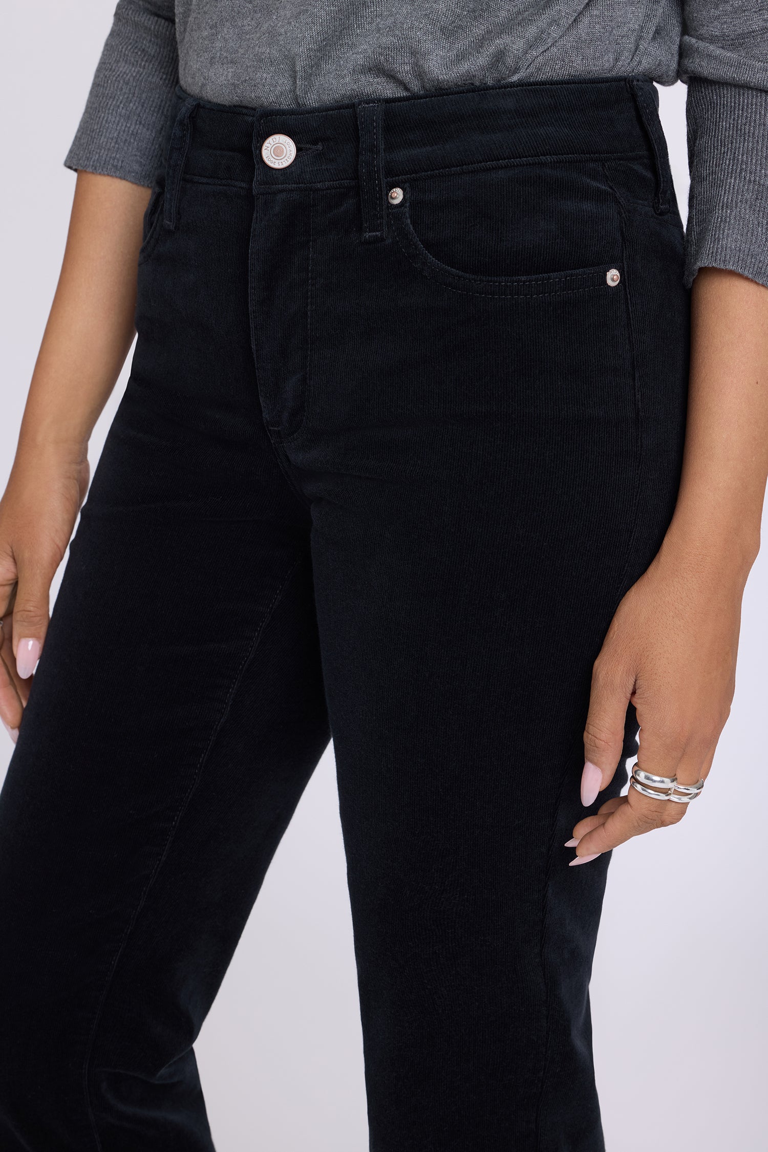 NYDJ Marilyn Straight Pants In Fine Wale Stretch Corduroy - Black