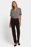 NYDJ Marilyn Straight Pants In Fine Wale Stretch Corduroy - Bitter Chocolate