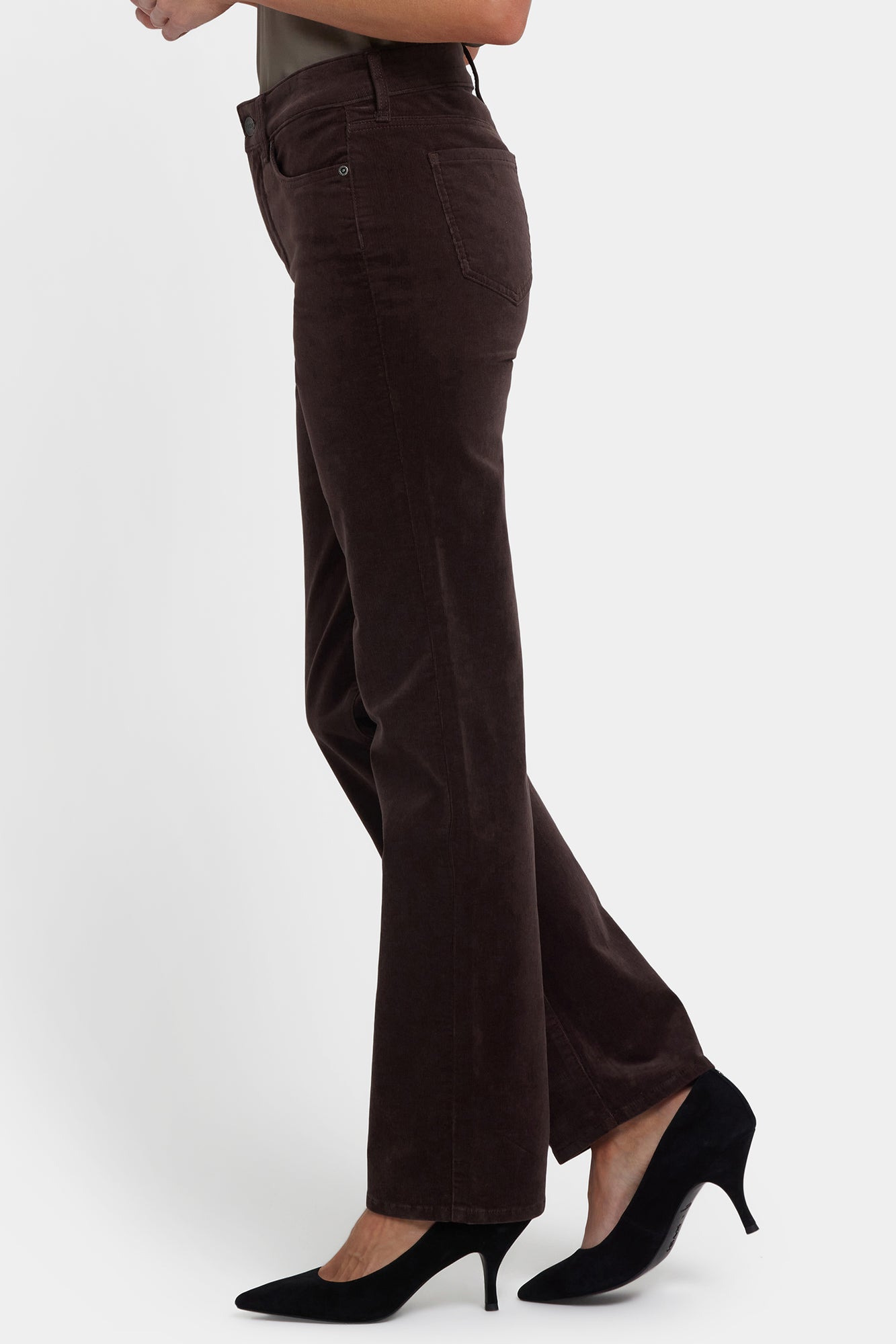NYDJ Marilyn Straight Pants In Fine Wale Stretch Corduroy - Bitter Chocolate