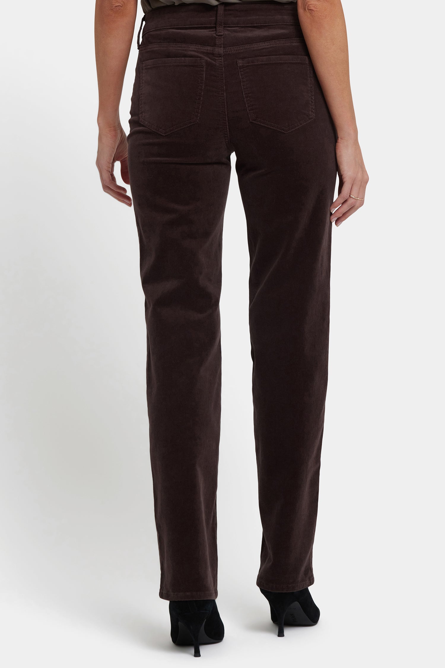 NYDJ Marilyn Straight Pants In Fine Wale Stretch Corduroy - Bitter Chocolate