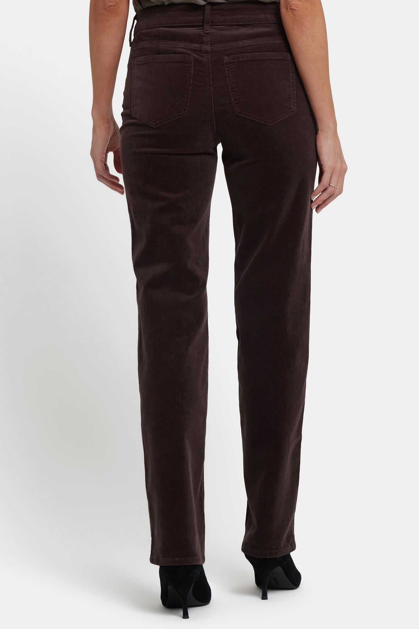 NYDJ Marilyn Straight Pants In Fine Wale Stretch Corduroy - Bitter Chocolate