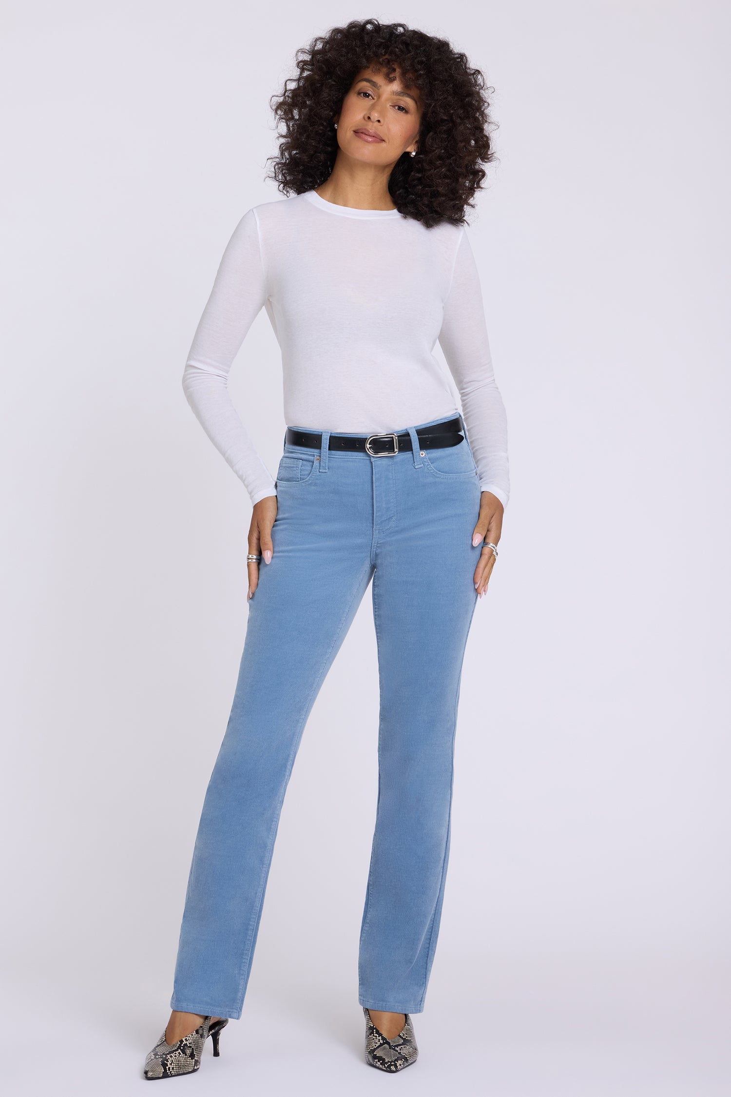 NYDJ Marilyn Straight Pants In Fine Wale Stretch Corduroy - Blue Breeze