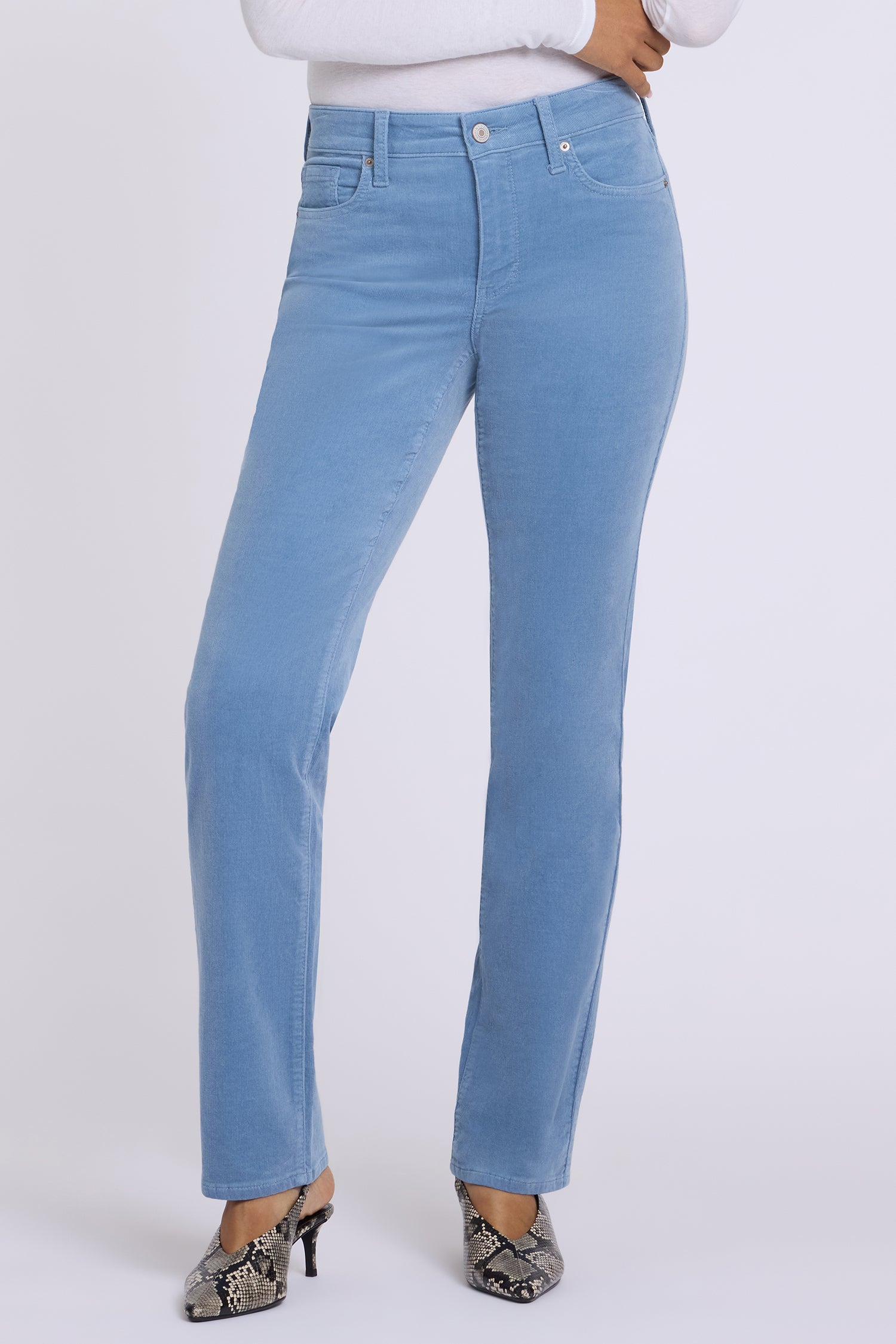 NYDJ Marilyn Straight Pants In Fine Wale Stretch Corduroy - Blue Breeze