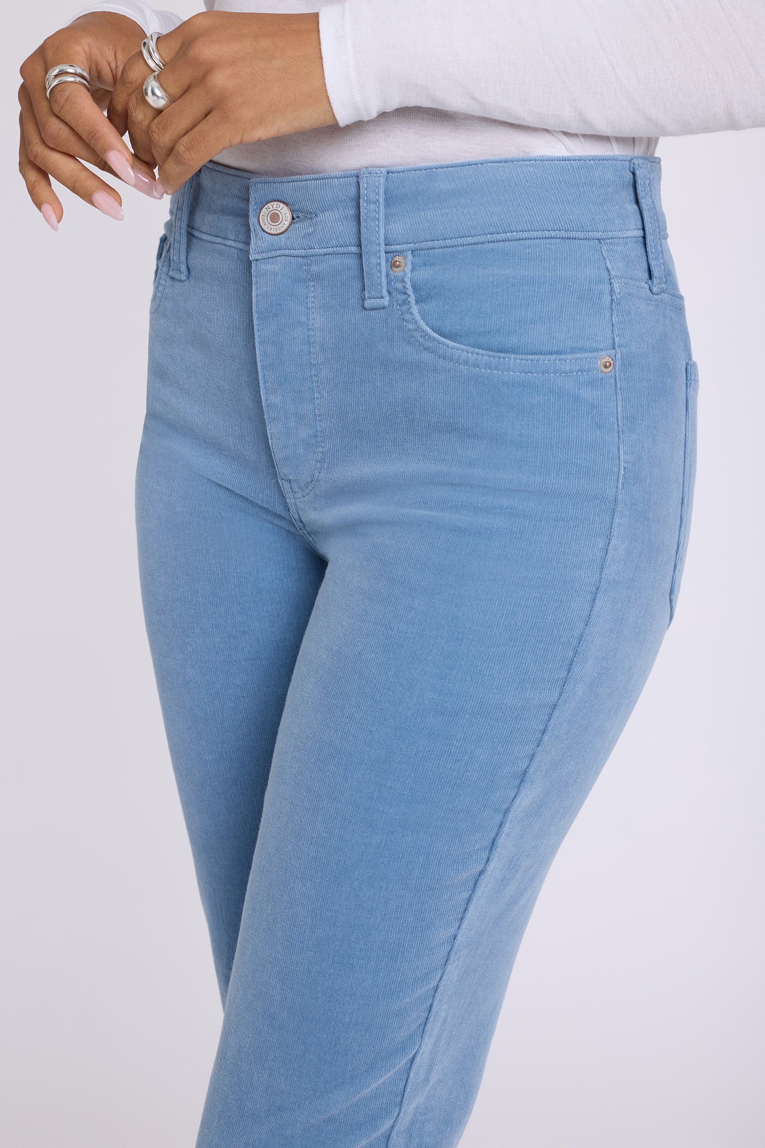 NYDJ Marilyn Straight Pants In Fine Wale Stretch Corduroy - Blue Breeze