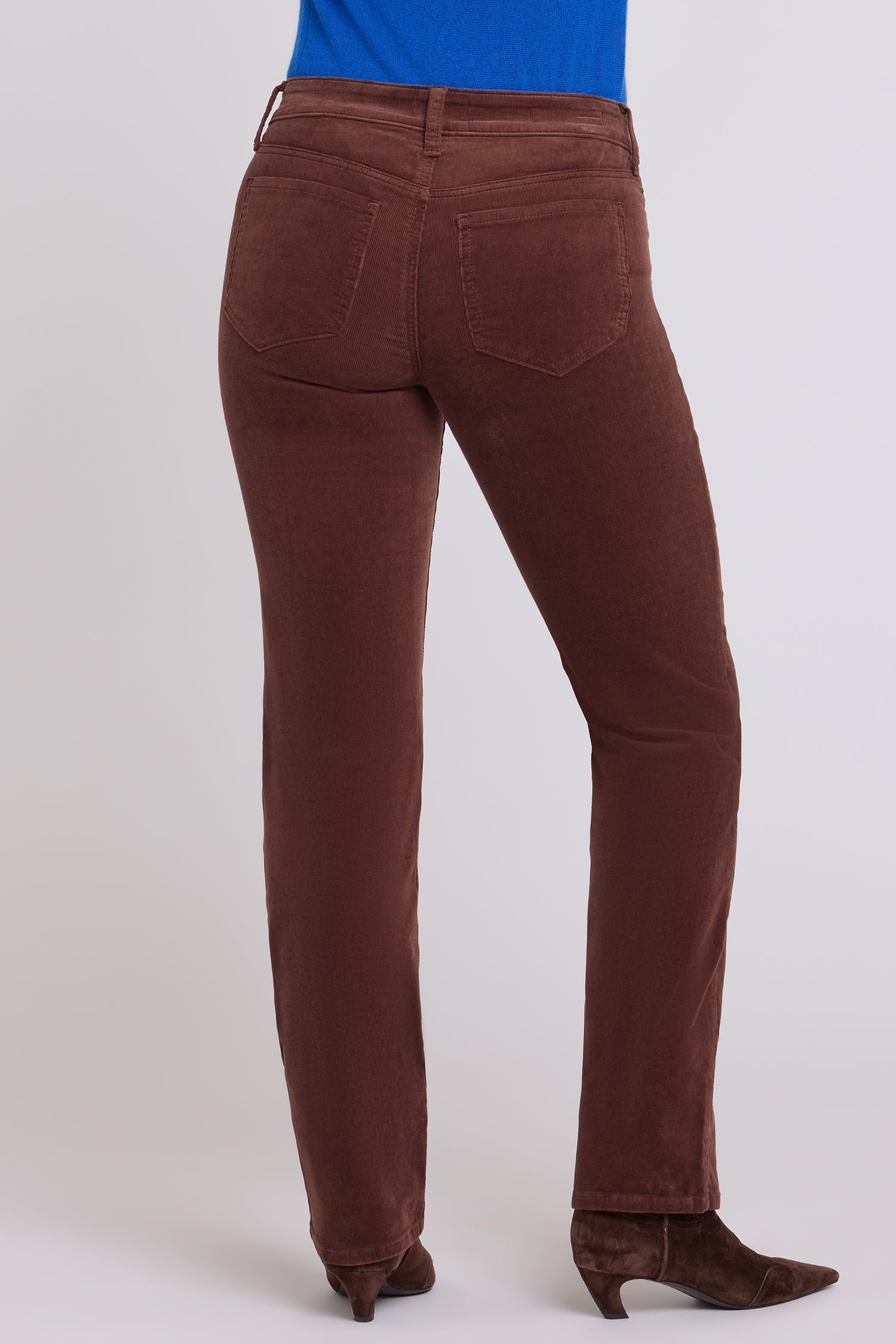 NYDJ Marilyn Straight Pants In Fine Wale Stretch Corduroy - Chocolate Fondant