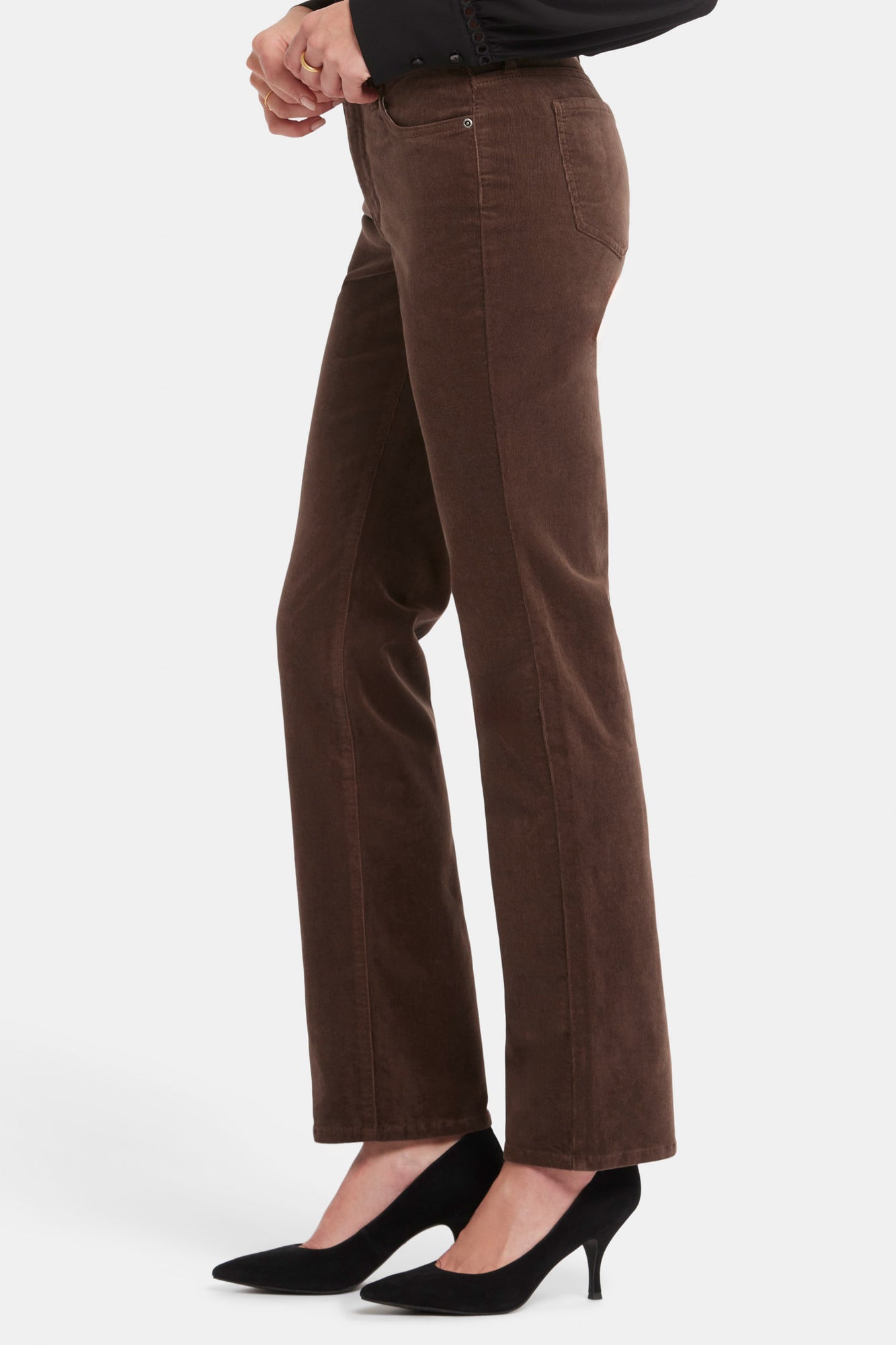 NYDJ Marilyn Straight Pants In Fine Wale Stretch Corduroy - Coffee Bean