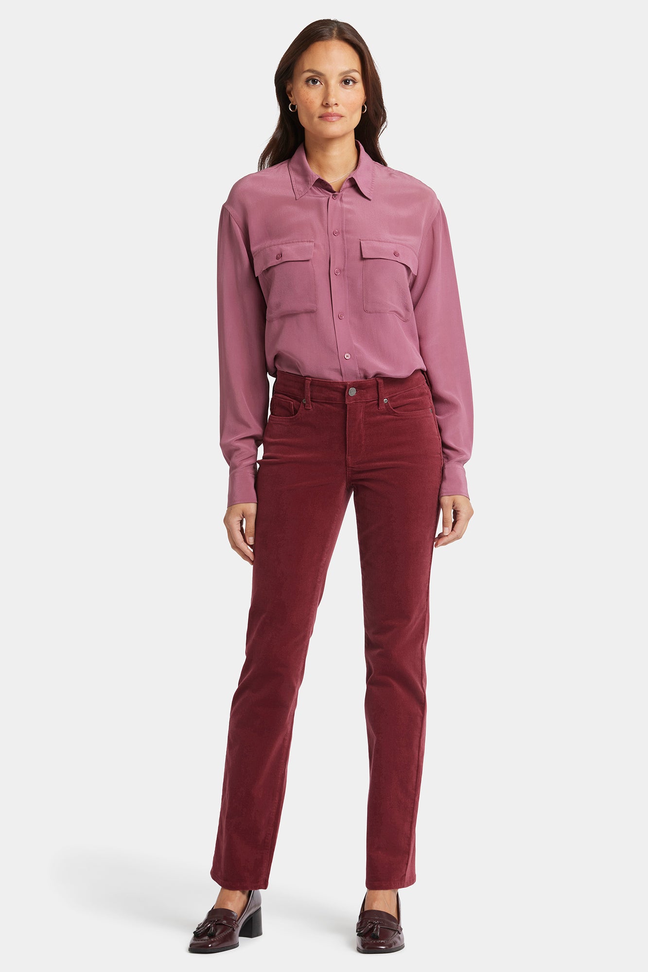 Stretch Wide-Wale Corduroy Fly-Front Pants