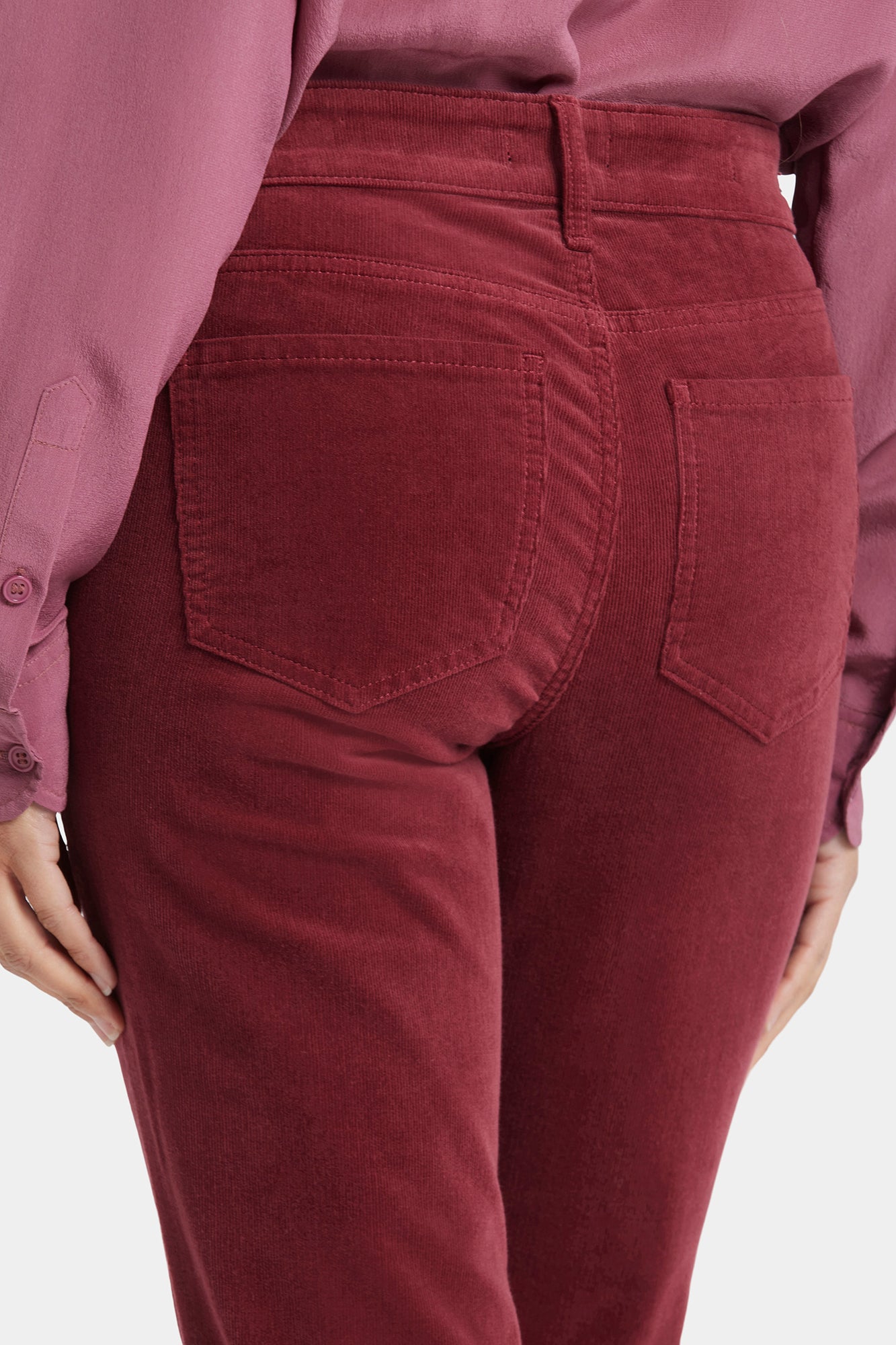 NYDJ Marilyn Straight Pants In Fine Wale Stretch Corduroy - Cranberry Pie