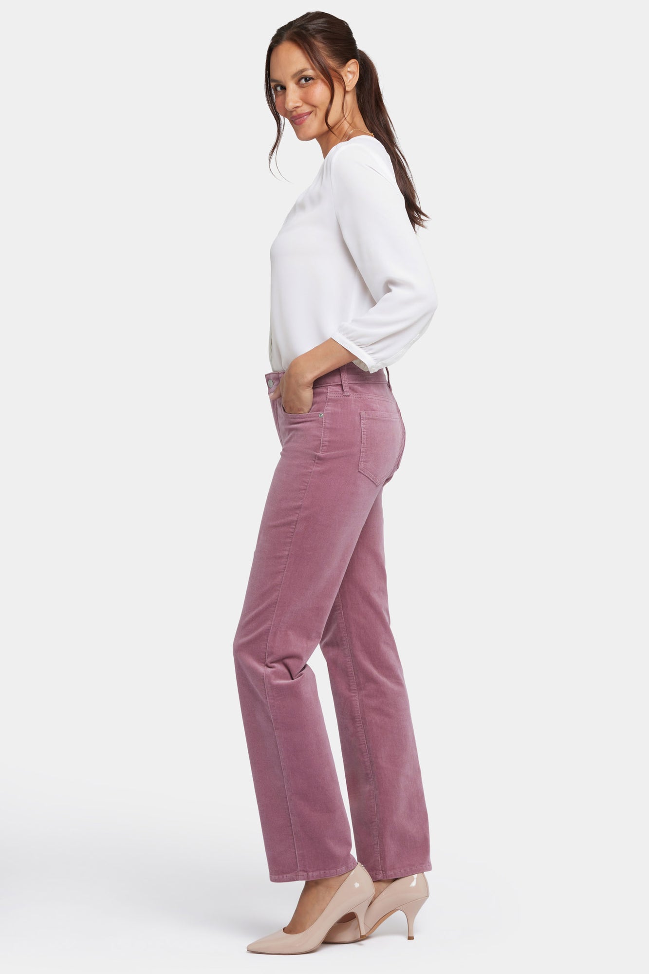 NYDJ Marilyn Straight Pants In Fine Wale Stretch Corduroy - Fairy Falls