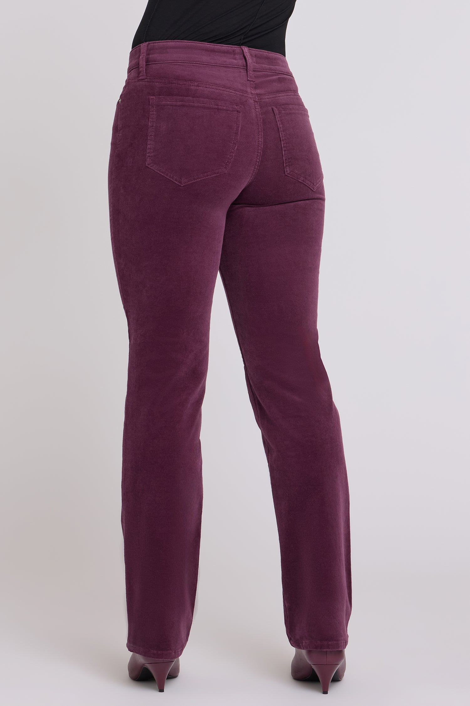 NYDJ Marilyn Straight Pants In Fine Wale Stretch Corduroy - Mauve Wine