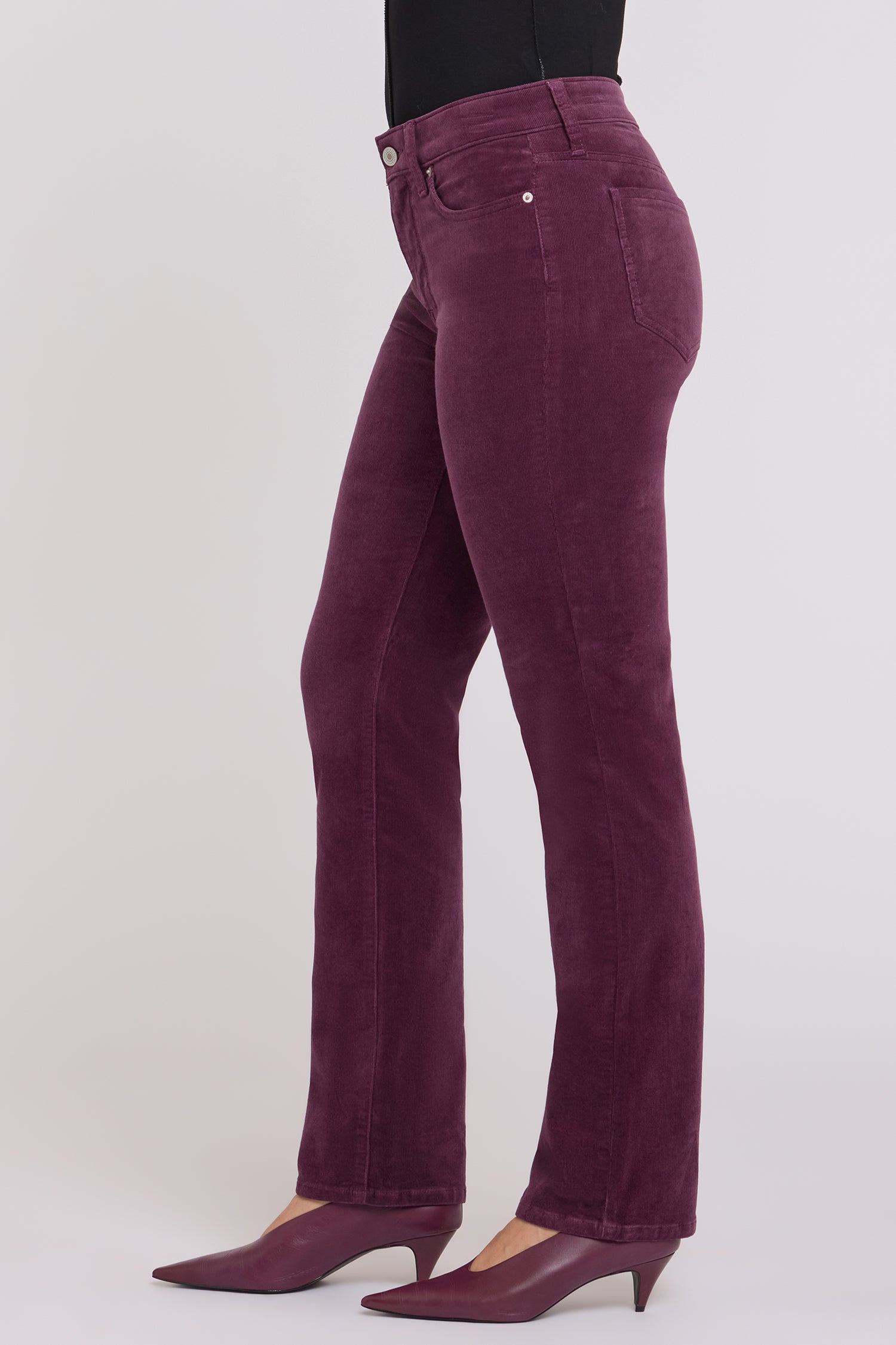 NYDJ Marilyn Straight Pants In Fine Wale Stretch Corduroy - Mauve Wine
