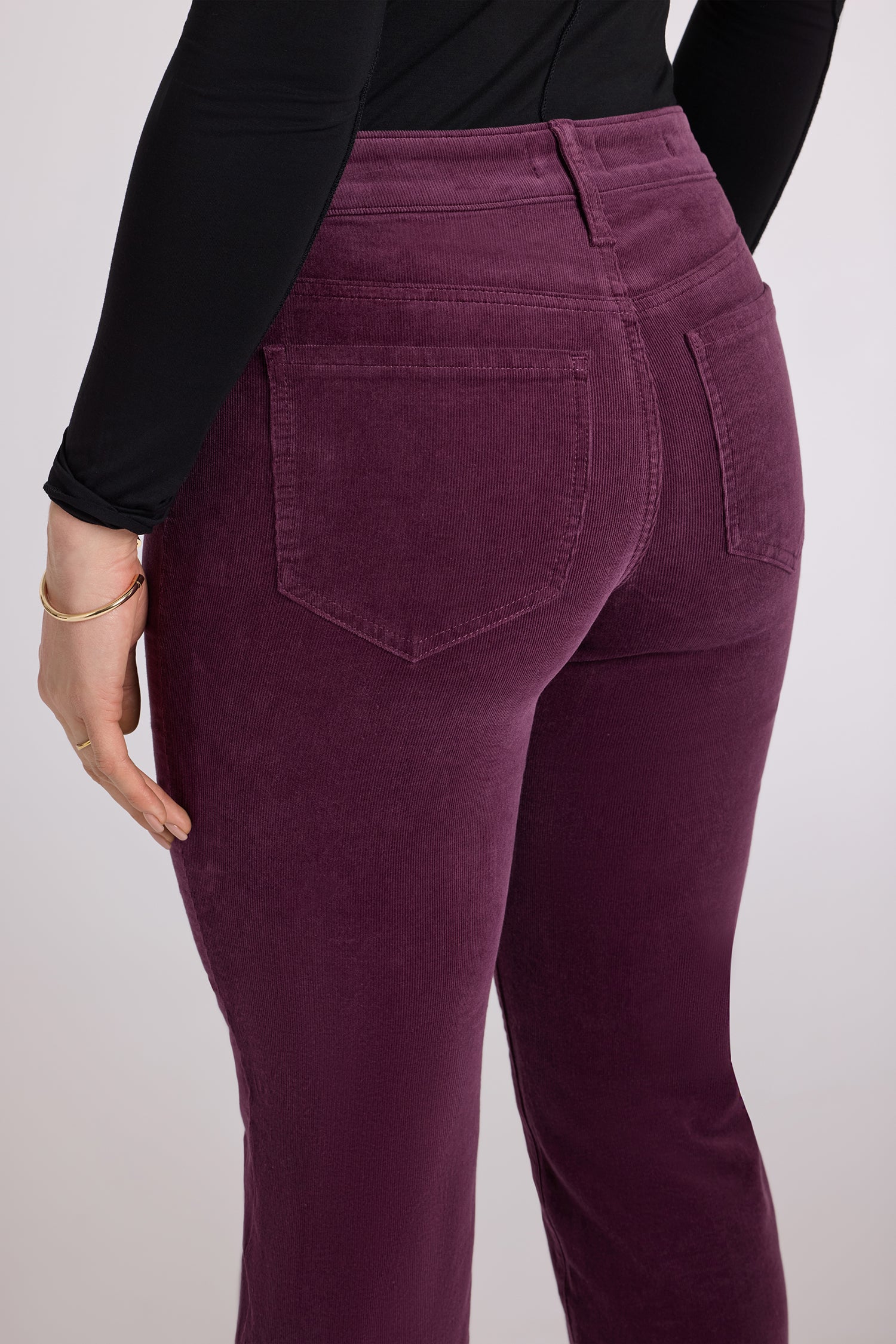 NYDJ Marilyn Straight Pants In Fine Wale Stretch Corduroy - Mauve Wine