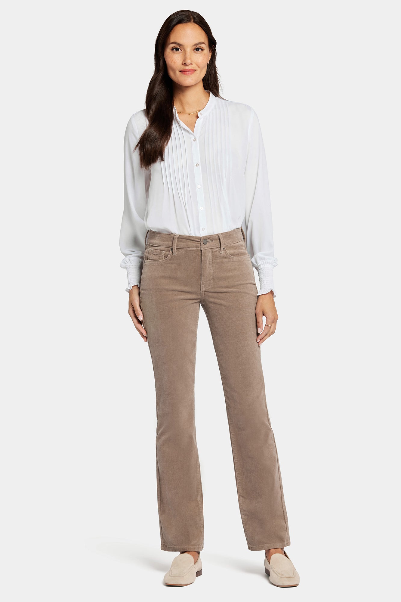 NYDJ Marilyn Straight Pants In Fine Wale Stretch Corduroy - Saddlewood