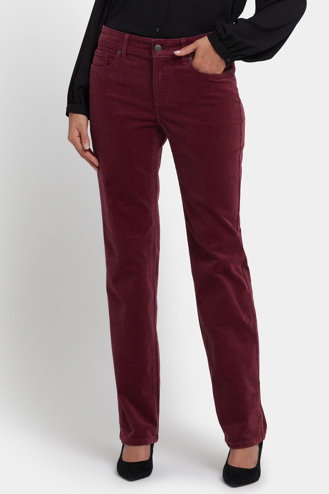 NYDJ Marilyn Straight Pants In Fine Wale Stretch Corduroy - Sienna Red
