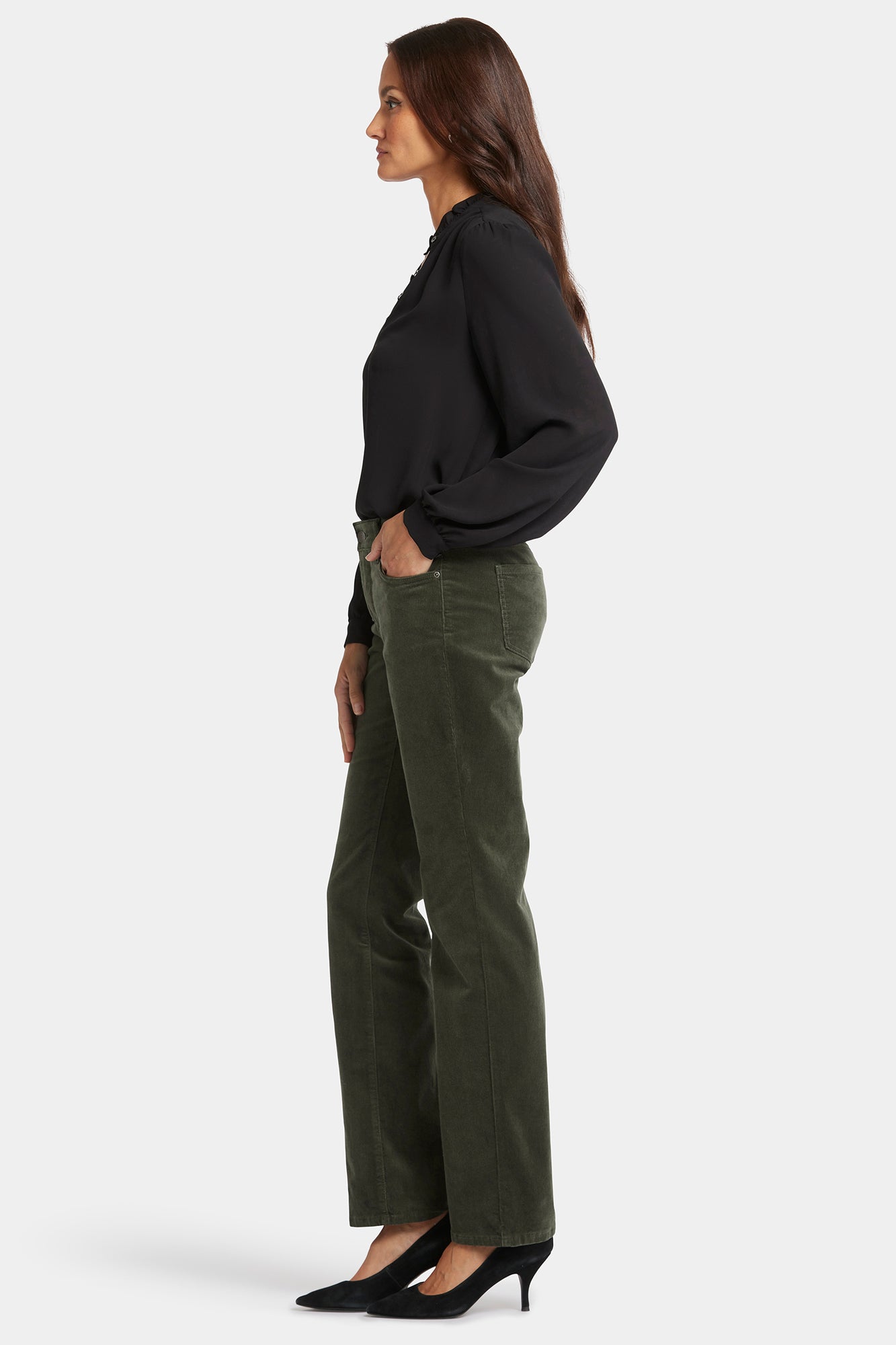 NYDJ Marilyn Straight Pants In Fine Wale Stretch Corduroy - Vine Leaf