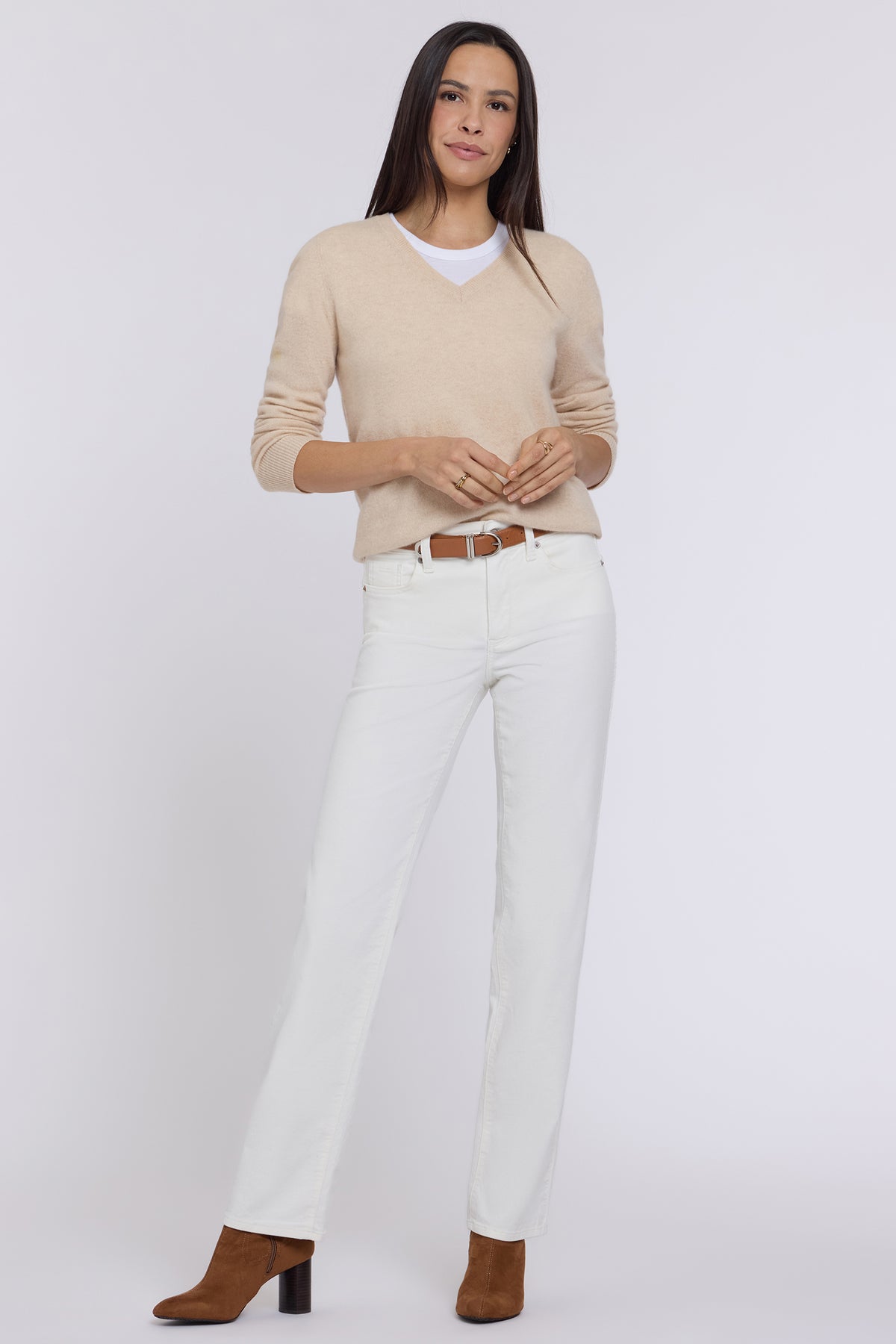 NYDJ Marilyn Straight Pants In Fine Wale Stretch Corduroy - Vintage White