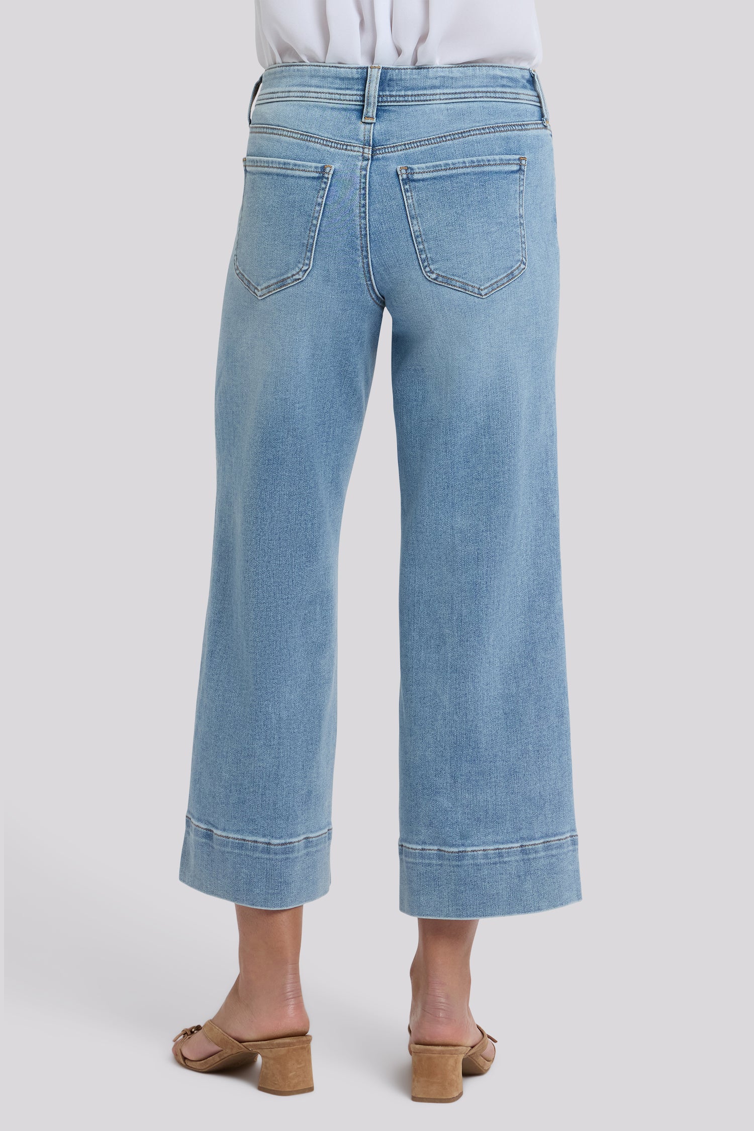 NYDJ Teresa Wide Leg Ankle Jeans With Front Seams - Mist Springs