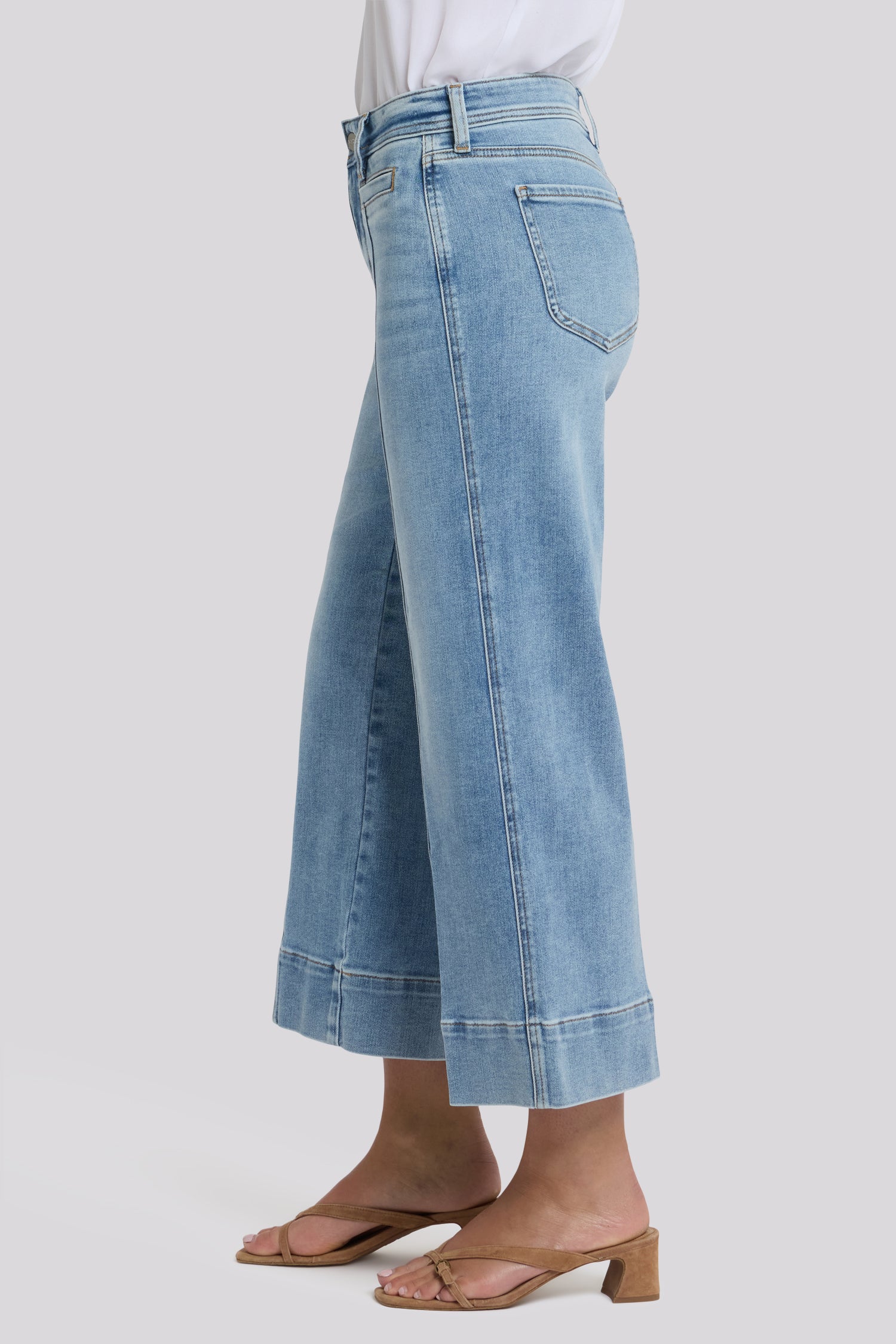 NYDJ Teresa Wide Leg Ankle Jeans With Front Seams - Mist Springs