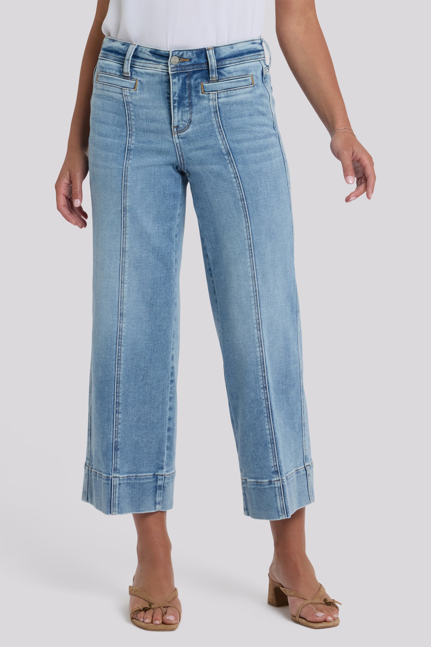 NYDJ Teresa Wide Leg Ankle Jeans With Front Seams - Mist Springs