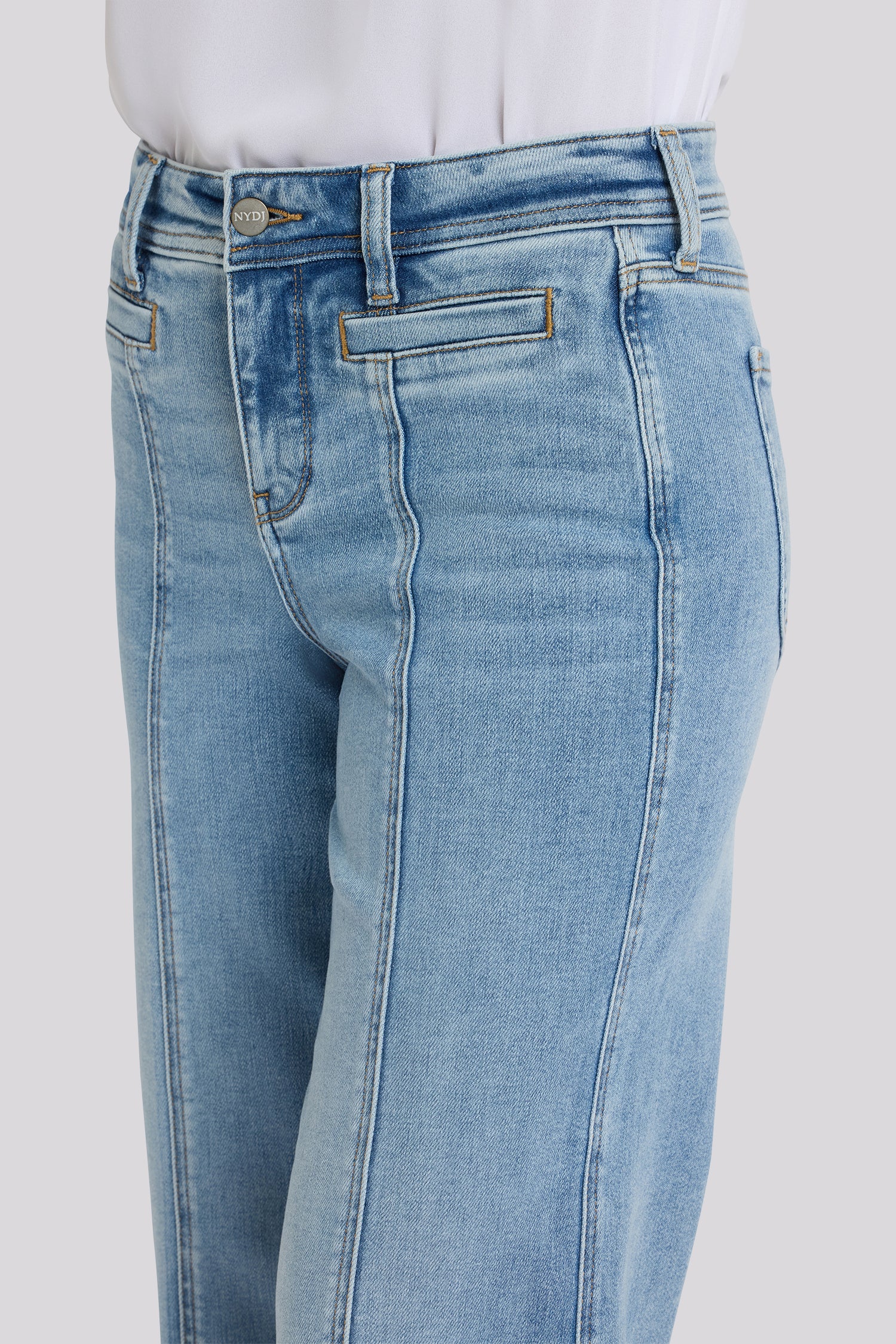 NYDJ Teresa Wide Leg Ankle Jeans With Front Seams - Mist Springs