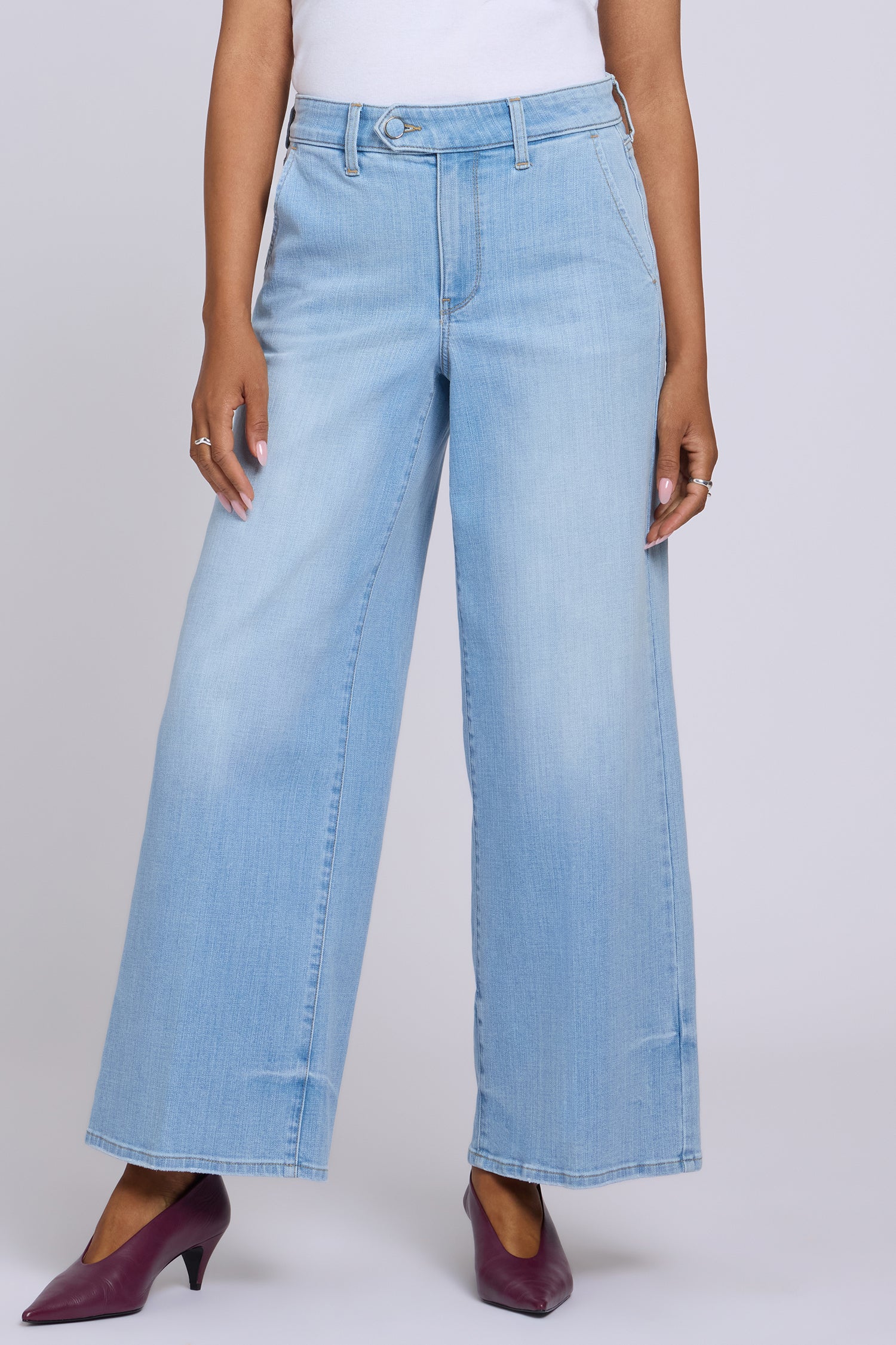 NYDJ Simone Wide Leg Jeans With High Rise And Trouser Detail - Alyssum