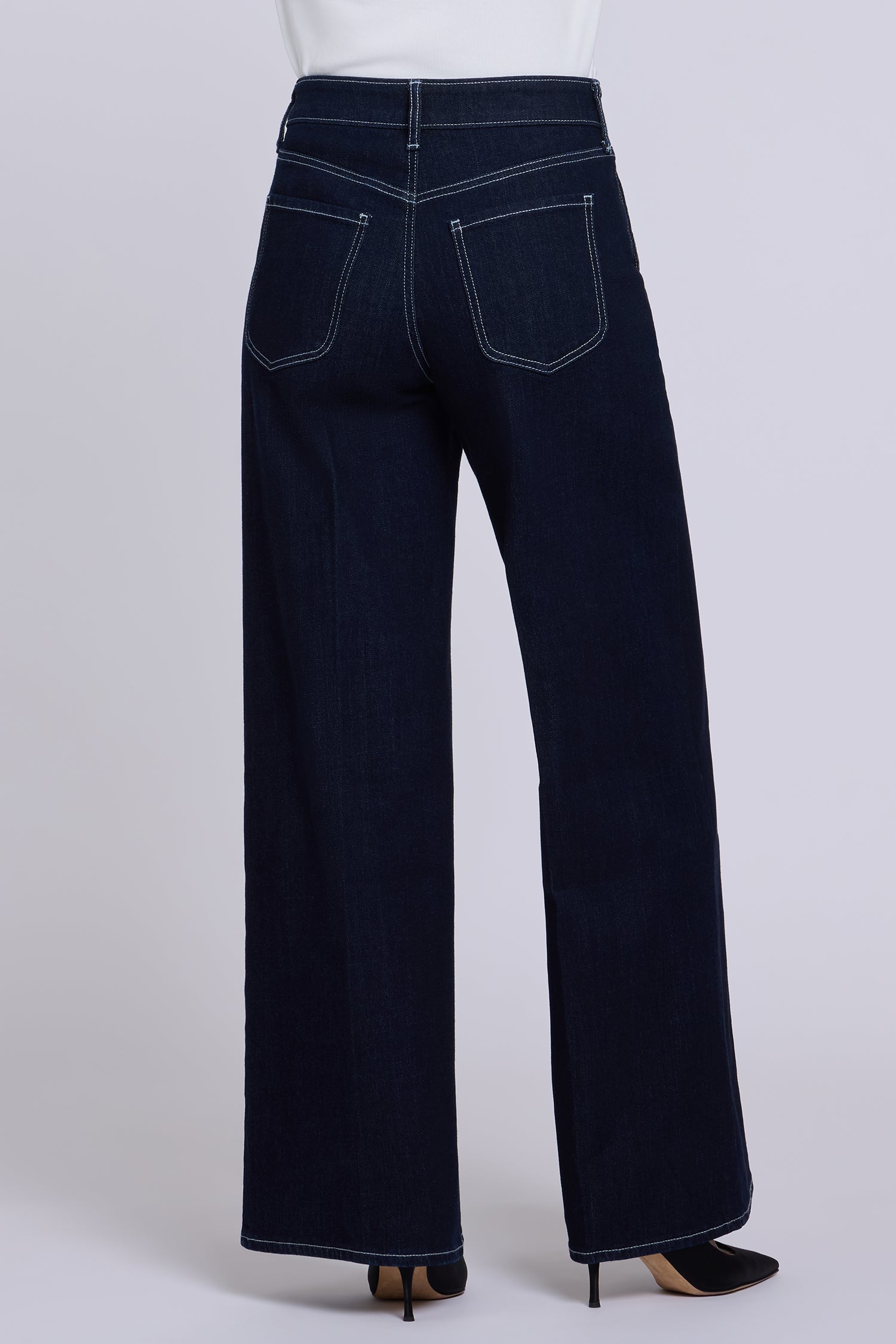 NYDJ Simone Wide Leg Jeans With High Rise And Trouser Detail - Rinse