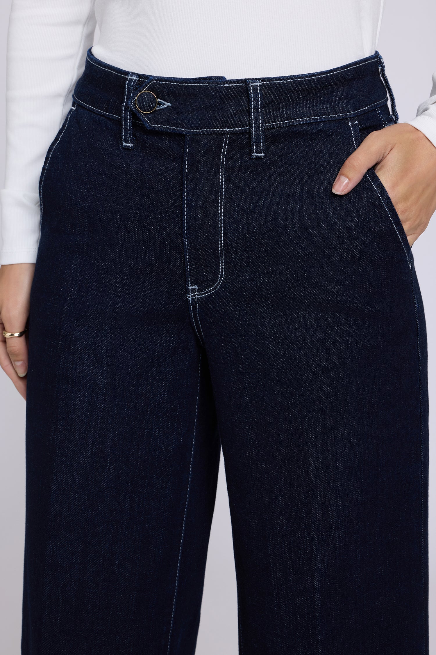 NYDJ Simone Wide Leg Jeans With High Rise And Trouser Detail - Rinse