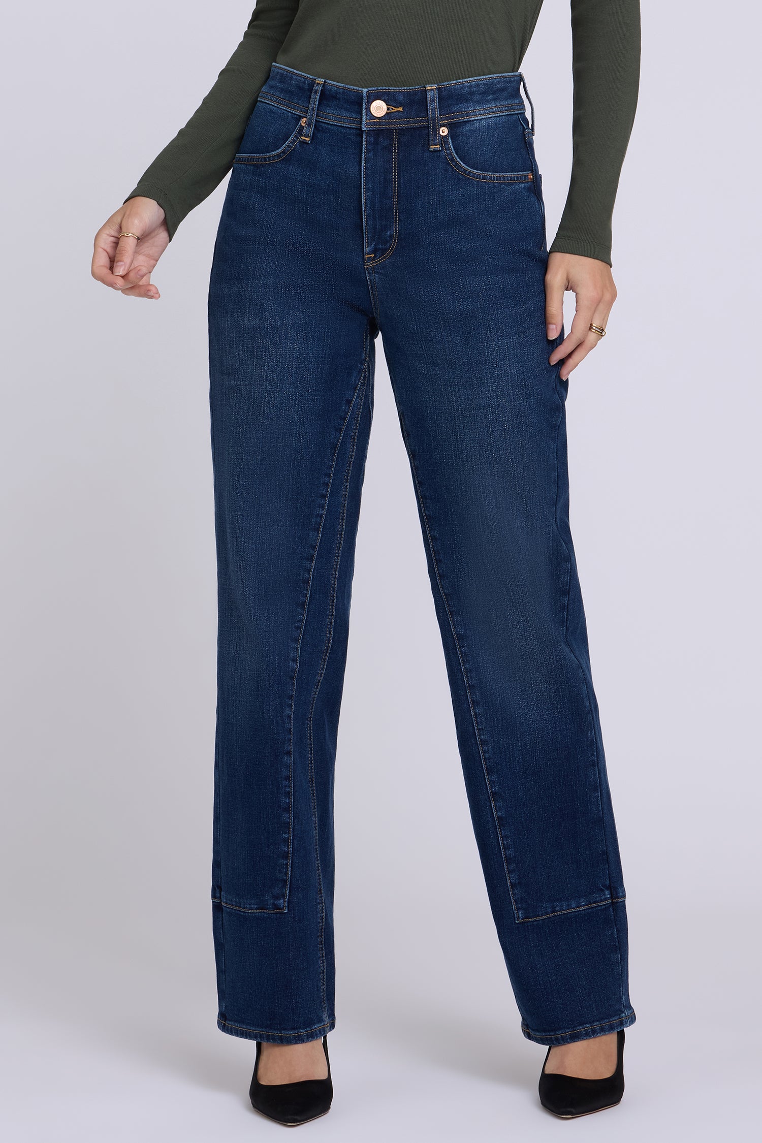 NYDJ Brooke Loose Straight Jeans With Paneled Seam Detail - Skylark
