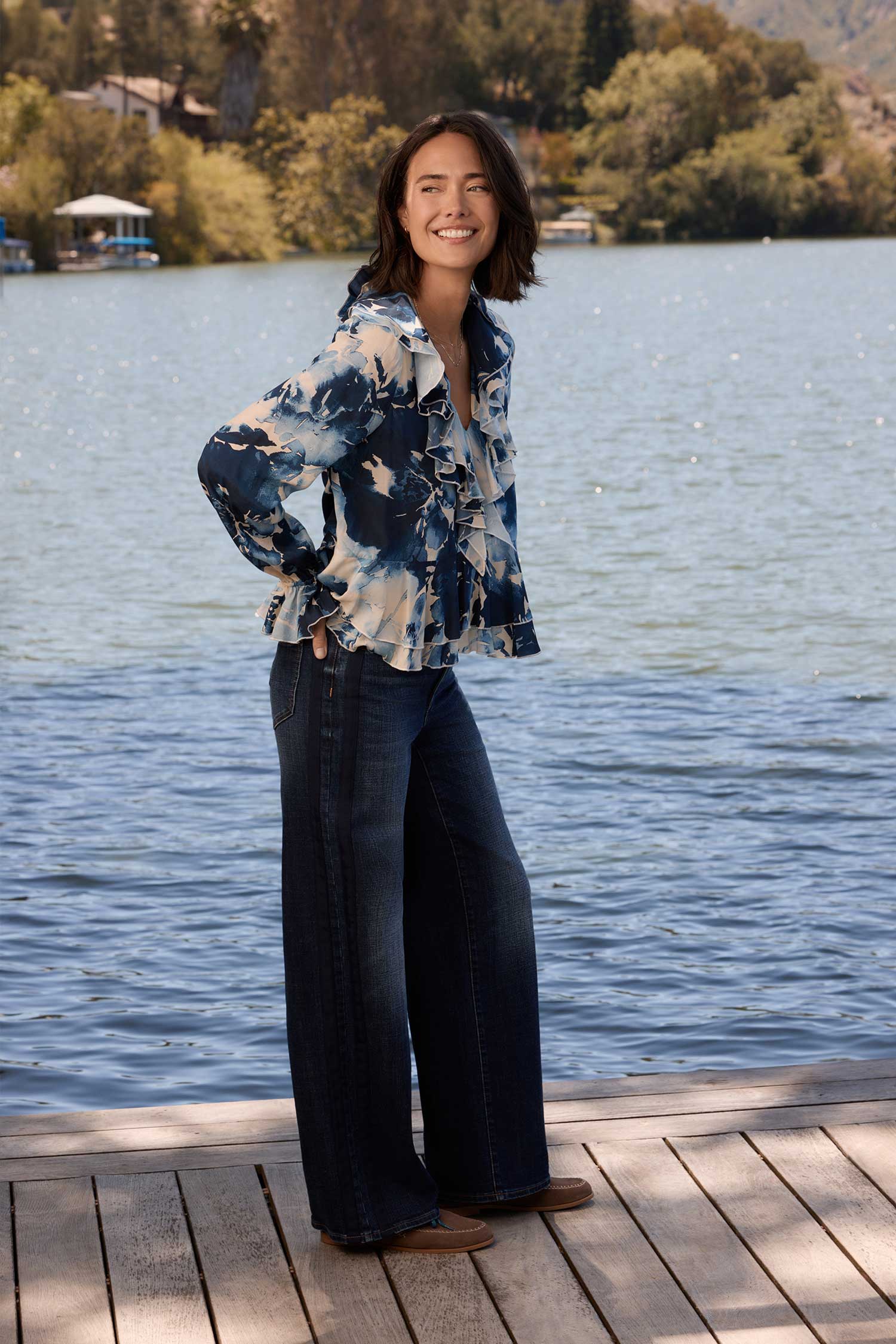 NYDJ Teresa Wide Leg Jeans With Side Tuxedo Stripes - Skylark