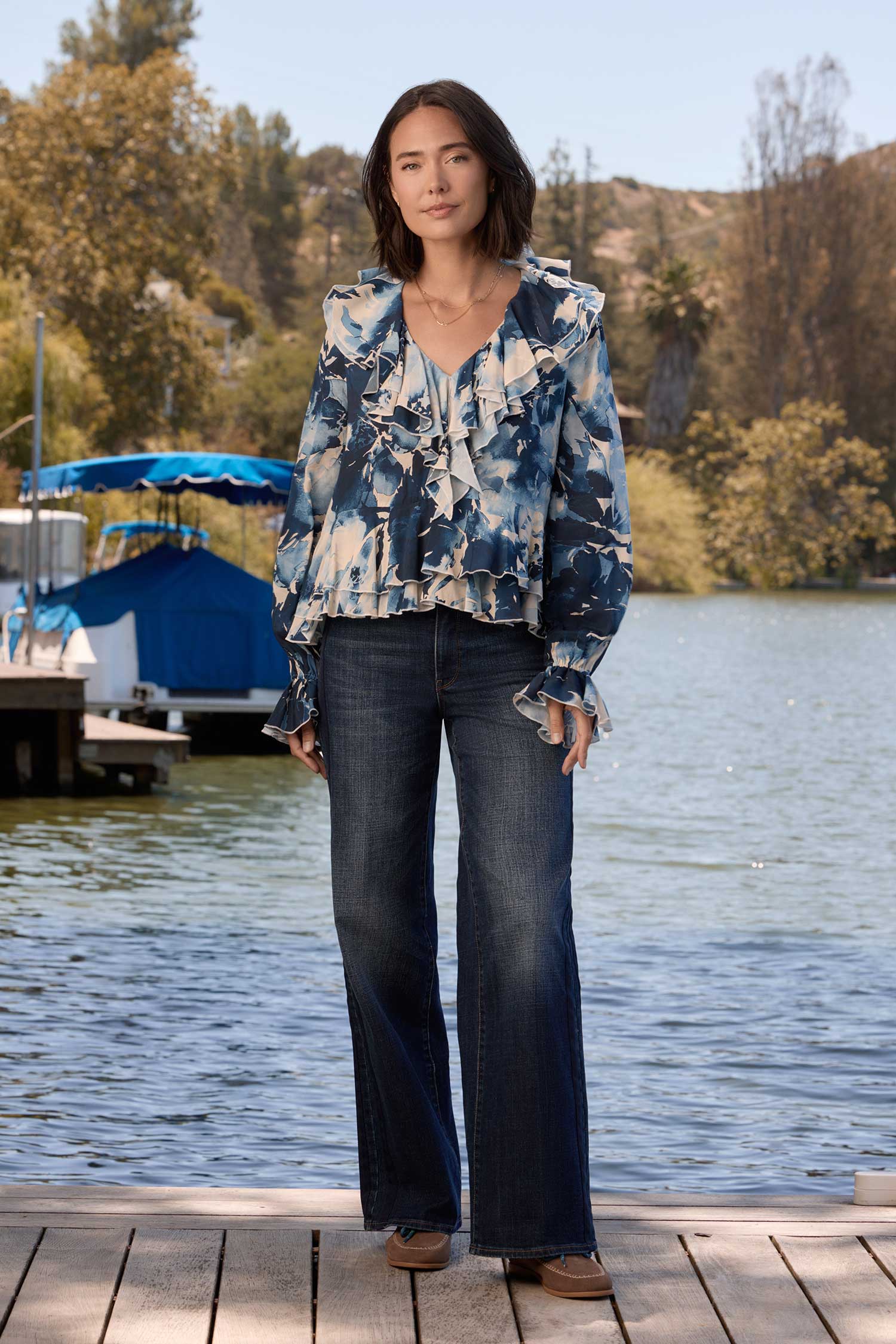 NYDJ Teresa Wide Leg Jeans With Side Tuxedo Stripes - Skylark