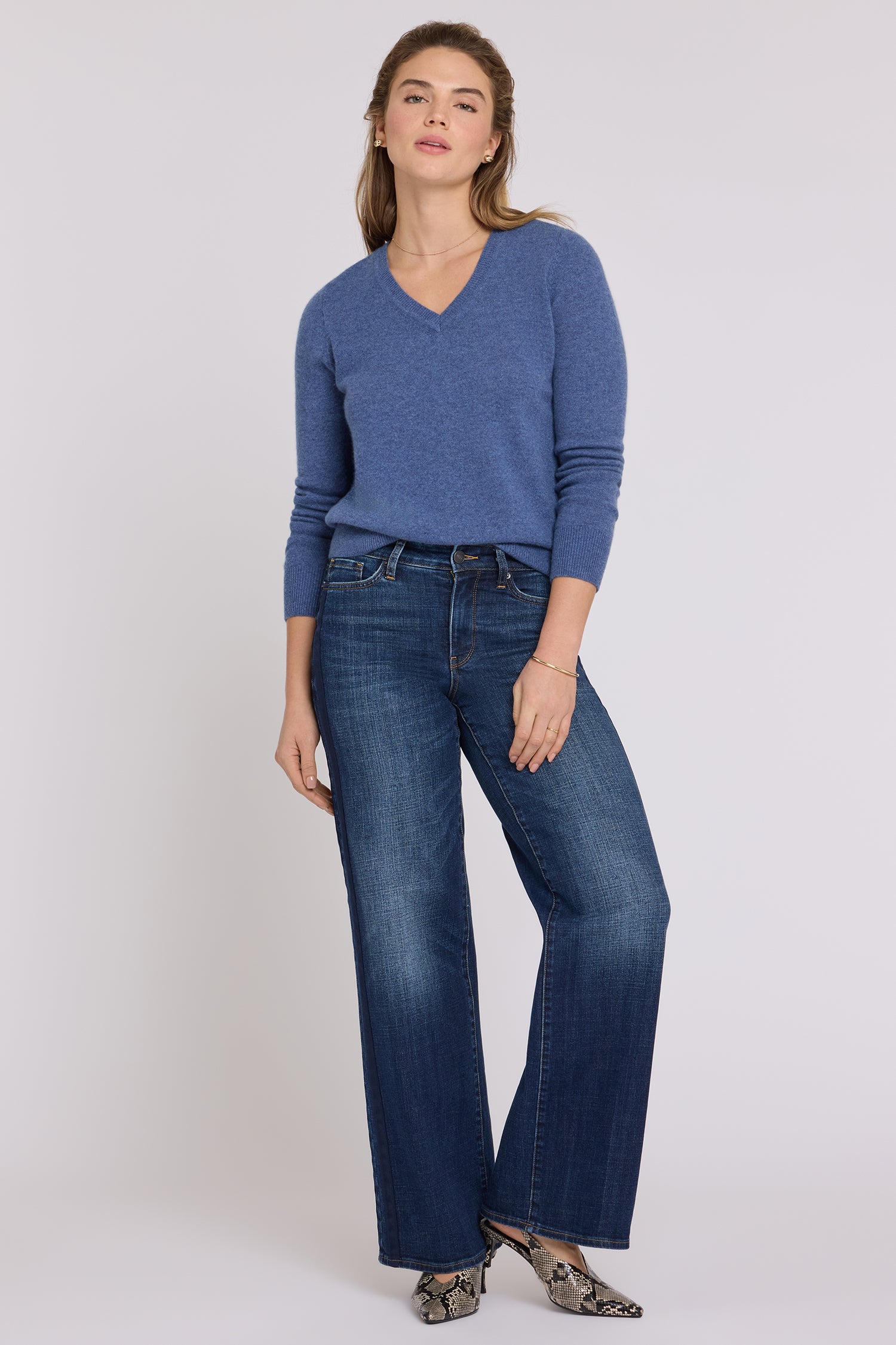 NYDJ Teresa Wide Leg Jeans With Side Tuxedo Stripes - Skylark