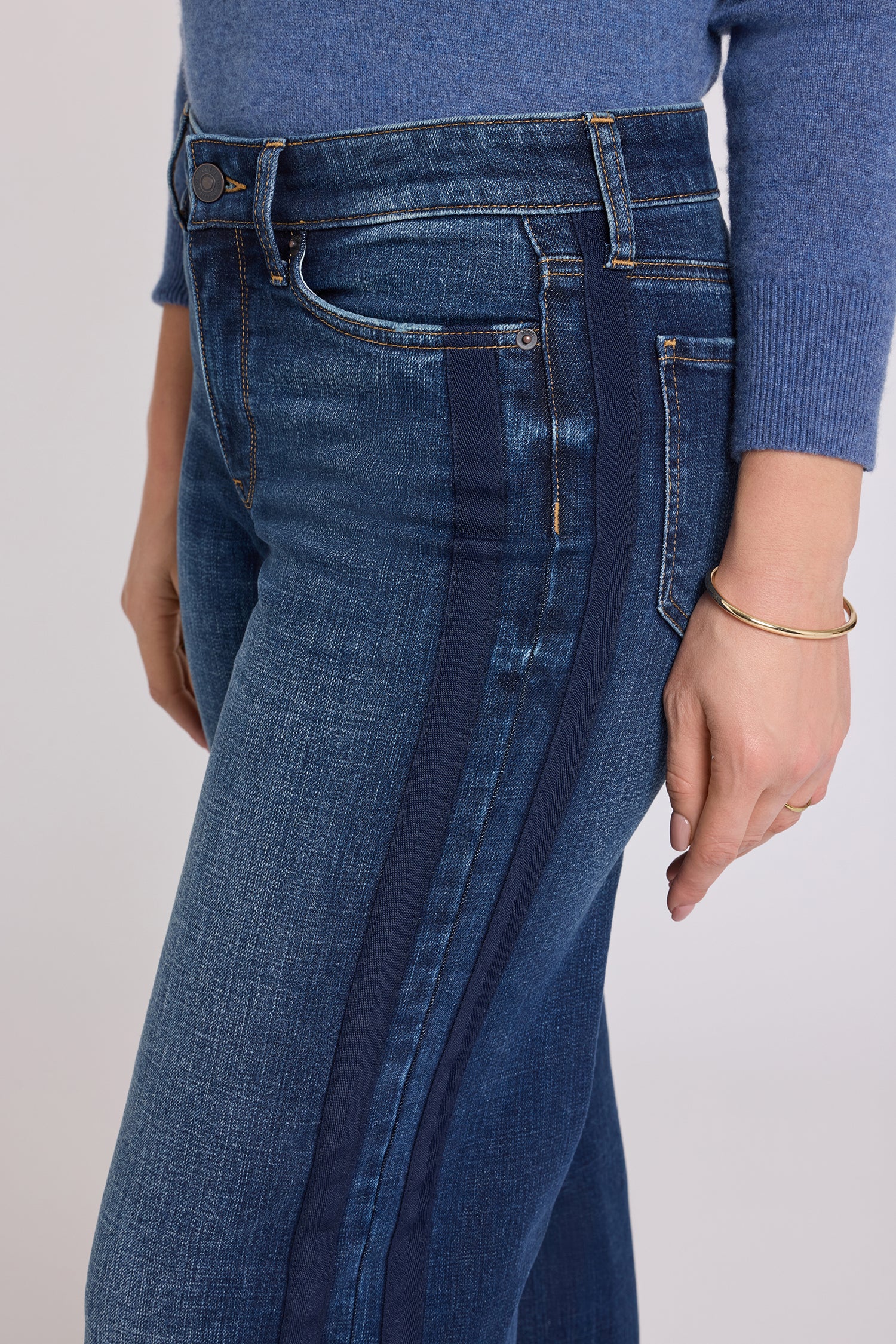 NYDJ Teresa Wide Leg Jeans With Side Tuxedo Stripes - Skylark