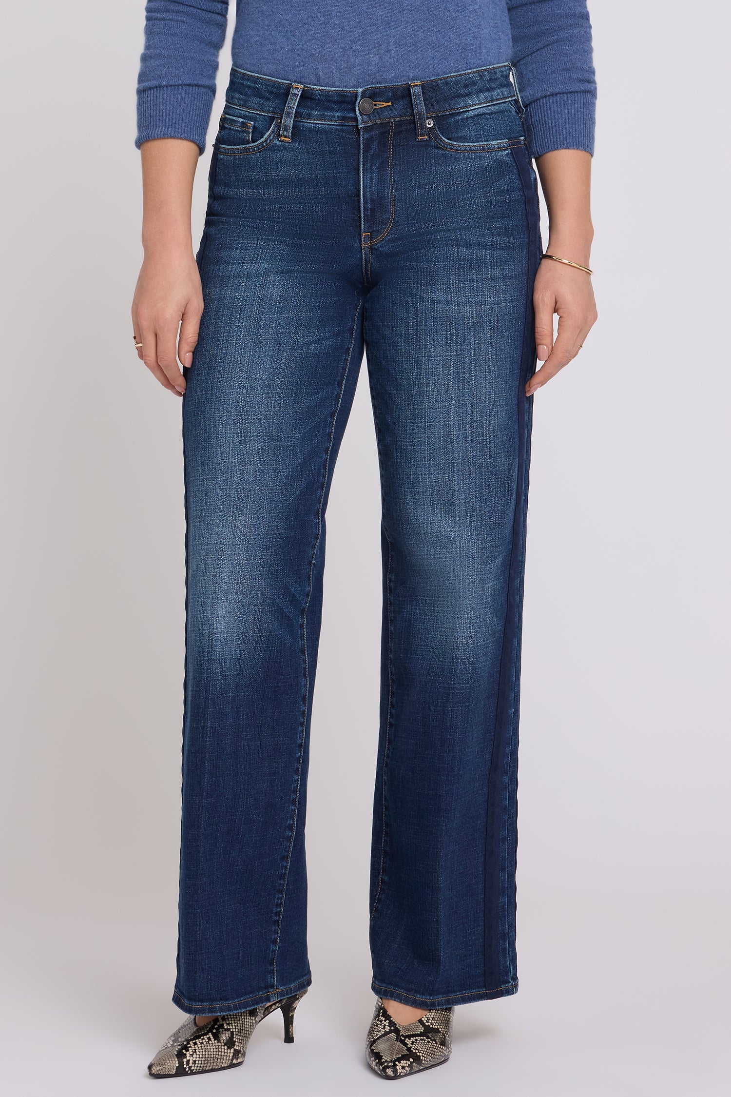 NYDJ Teresa Wide Leg Jeans With Side Tuxedo Stripes - Skylark