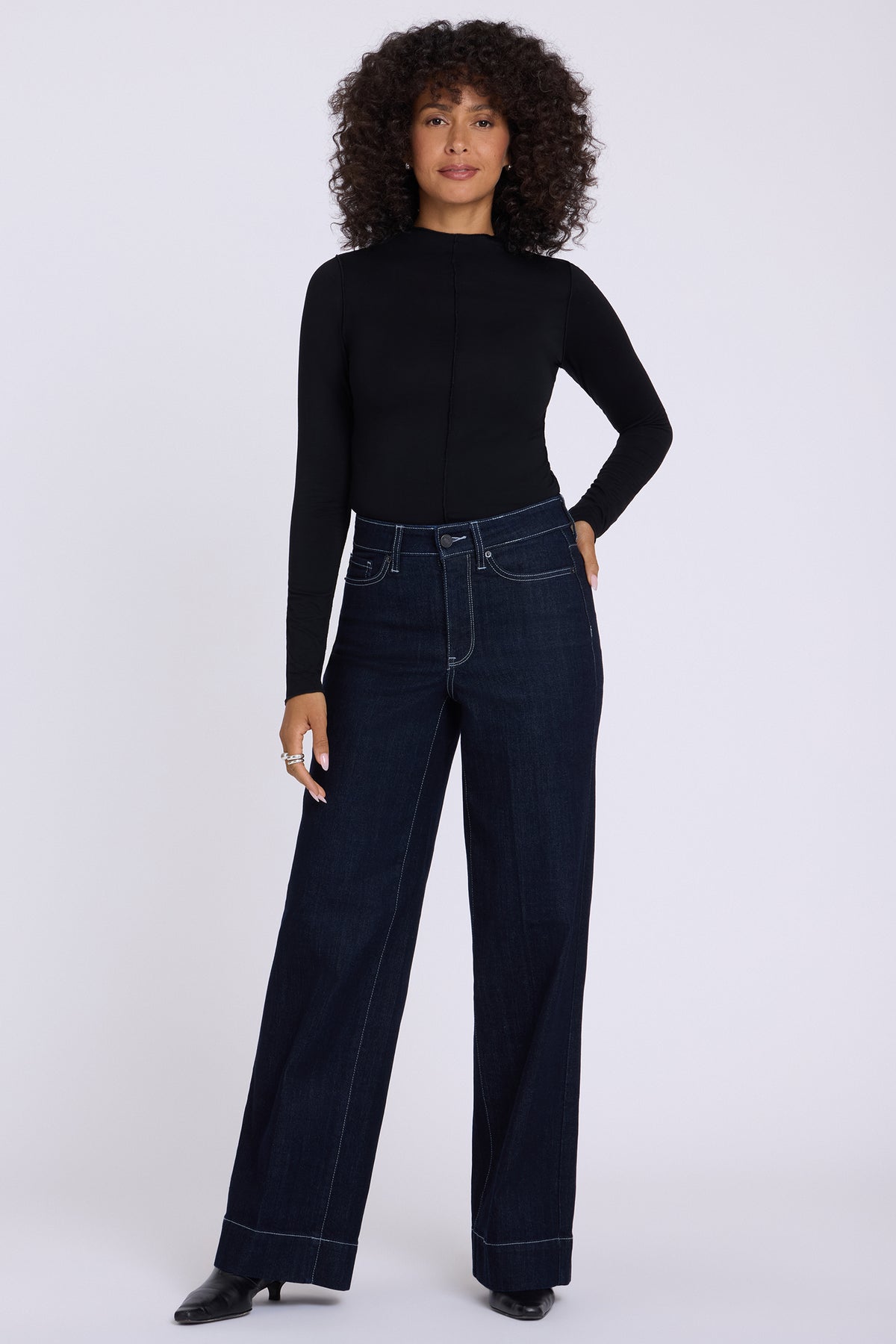 NYDJ Teresa Wide Leg Jeans With High Rise And Back Darts - Rinse