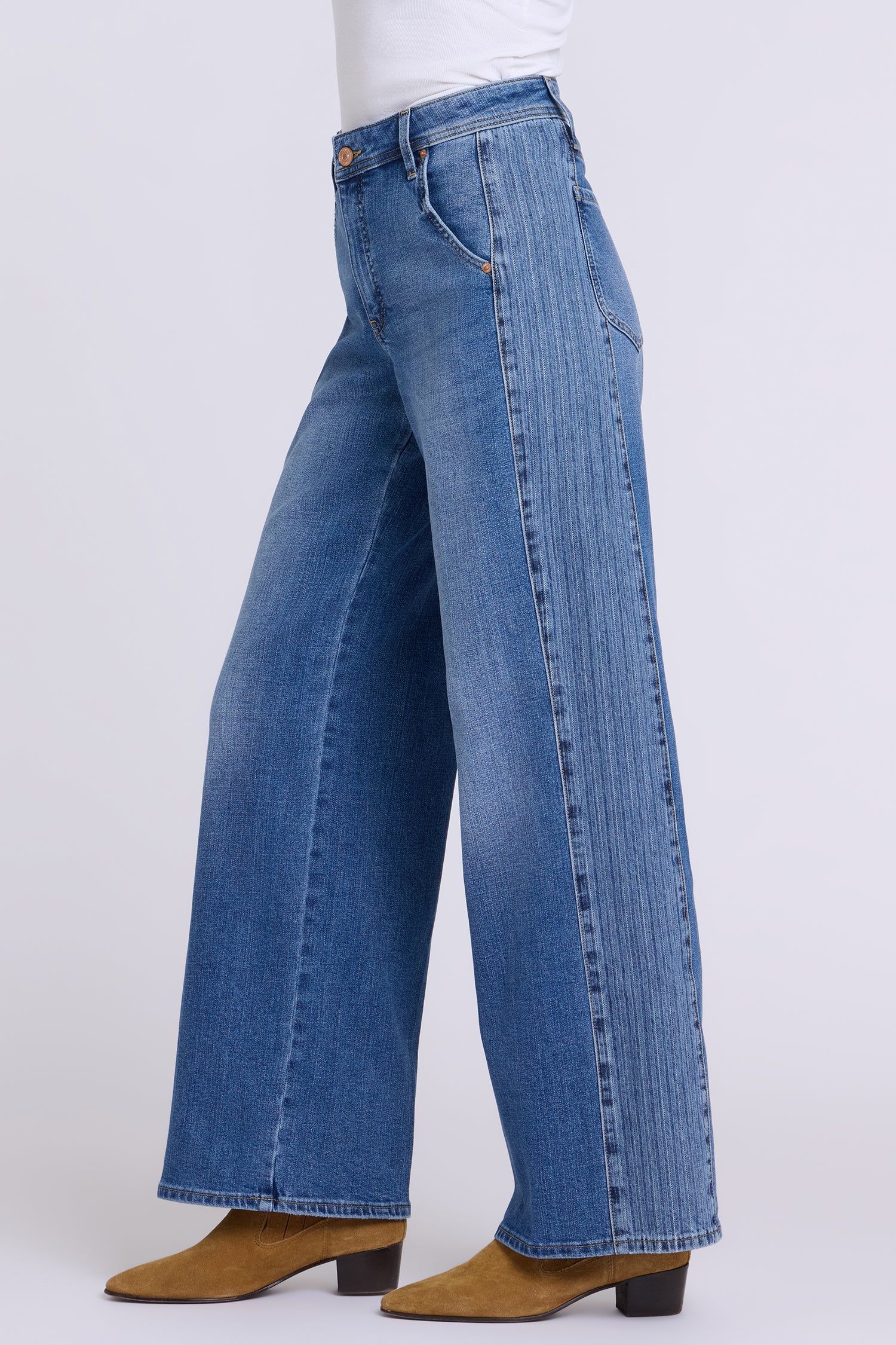 NYDJ Teresa Wide Leg Jeans With High Rise And Striped Side Panels - Yarrow