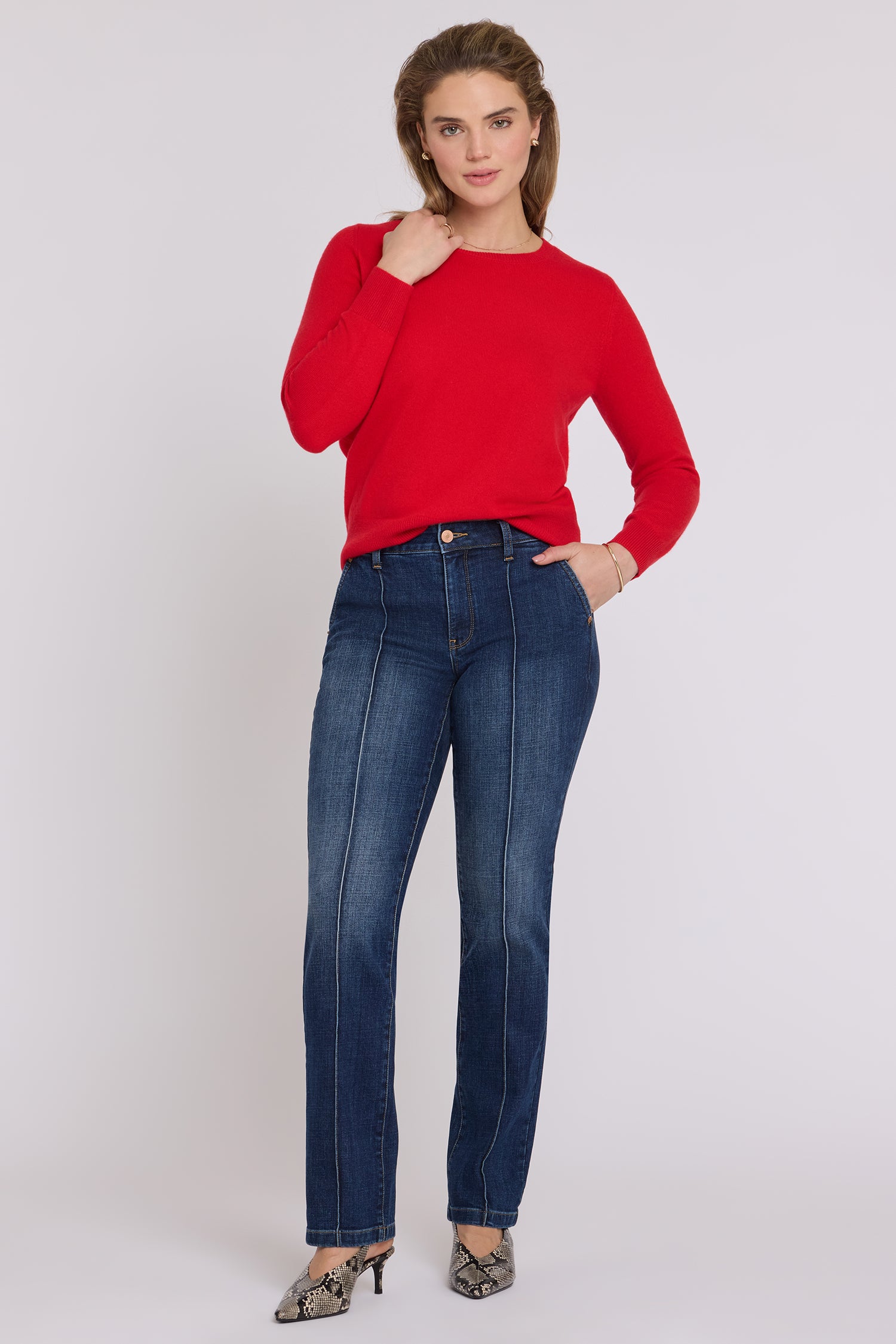 NYDJ Marilyn Straight Jeans With Front Seam Detail And Back Darts - Skylark