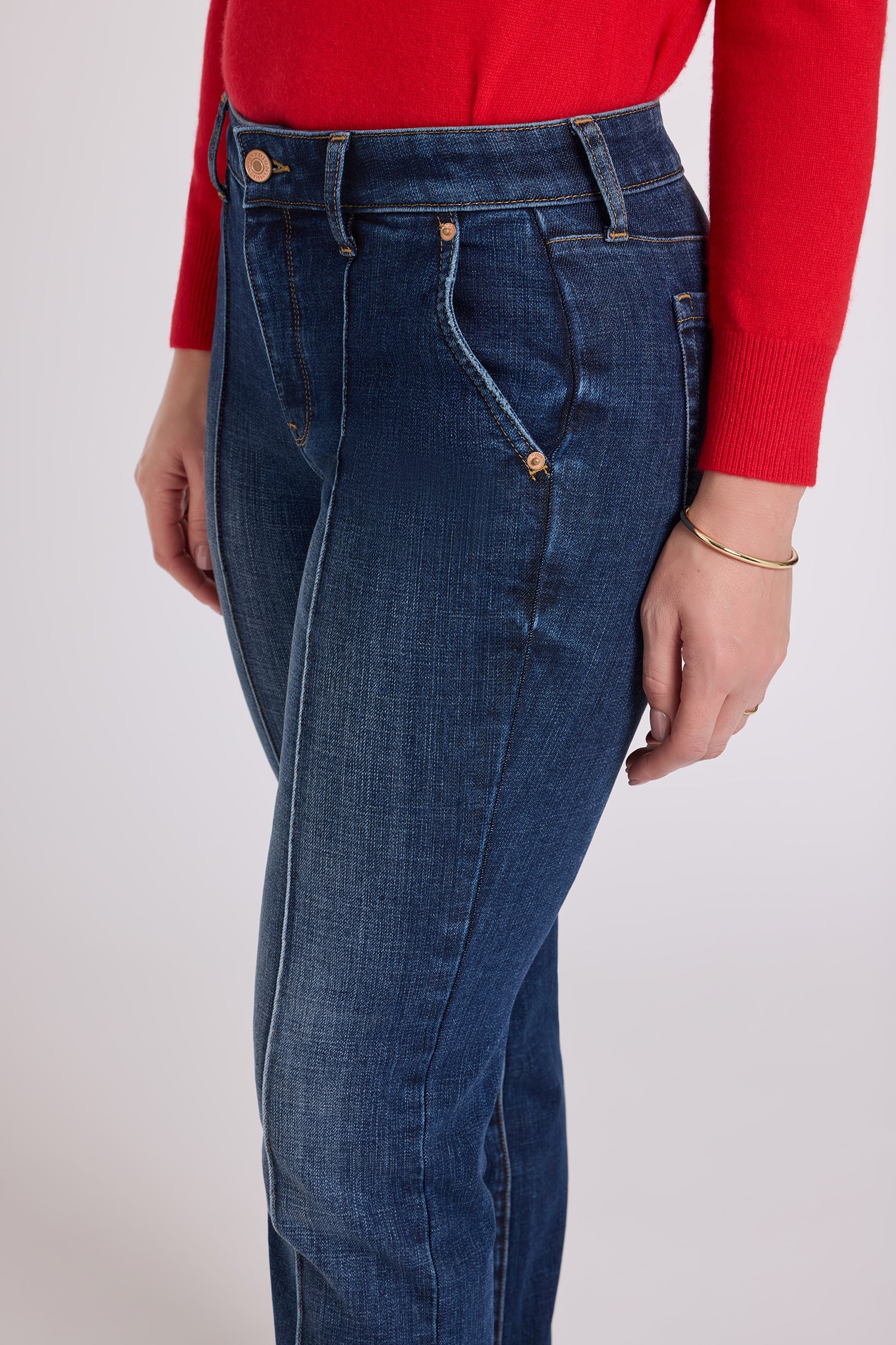 NYDJ Marilyn Straight Jeans With Front Seam Detail And Back Darts - Skylark