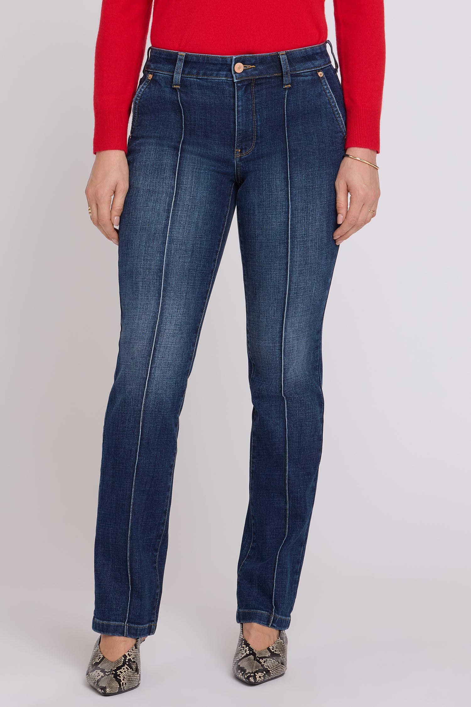 NYDJ Marilyn Straight Jeans With Front Seam Detail And Back Darts - Skylark