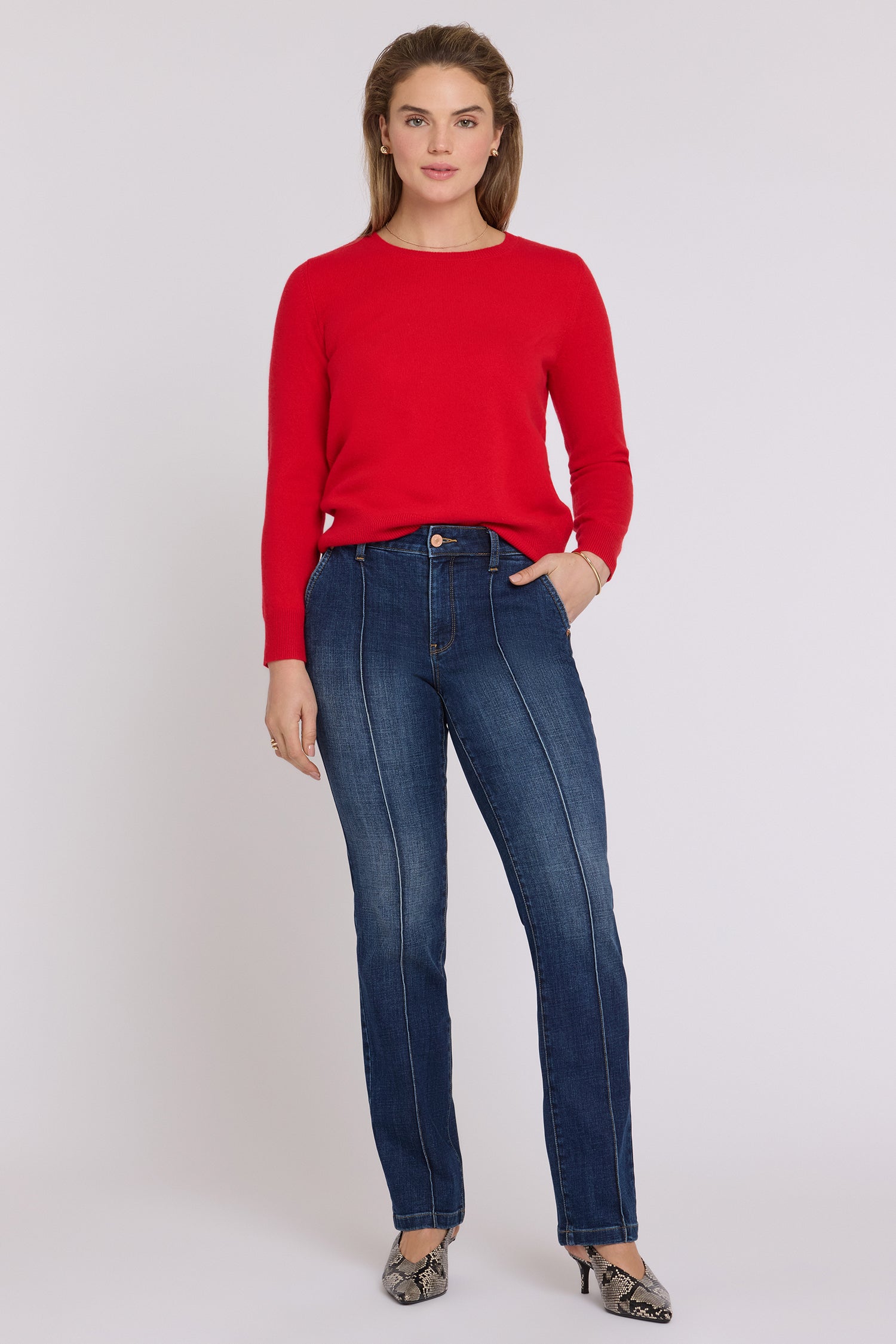 NYDJ Marilyn Straight Jeans With Front Seam Detail And Back Darts - Skylark