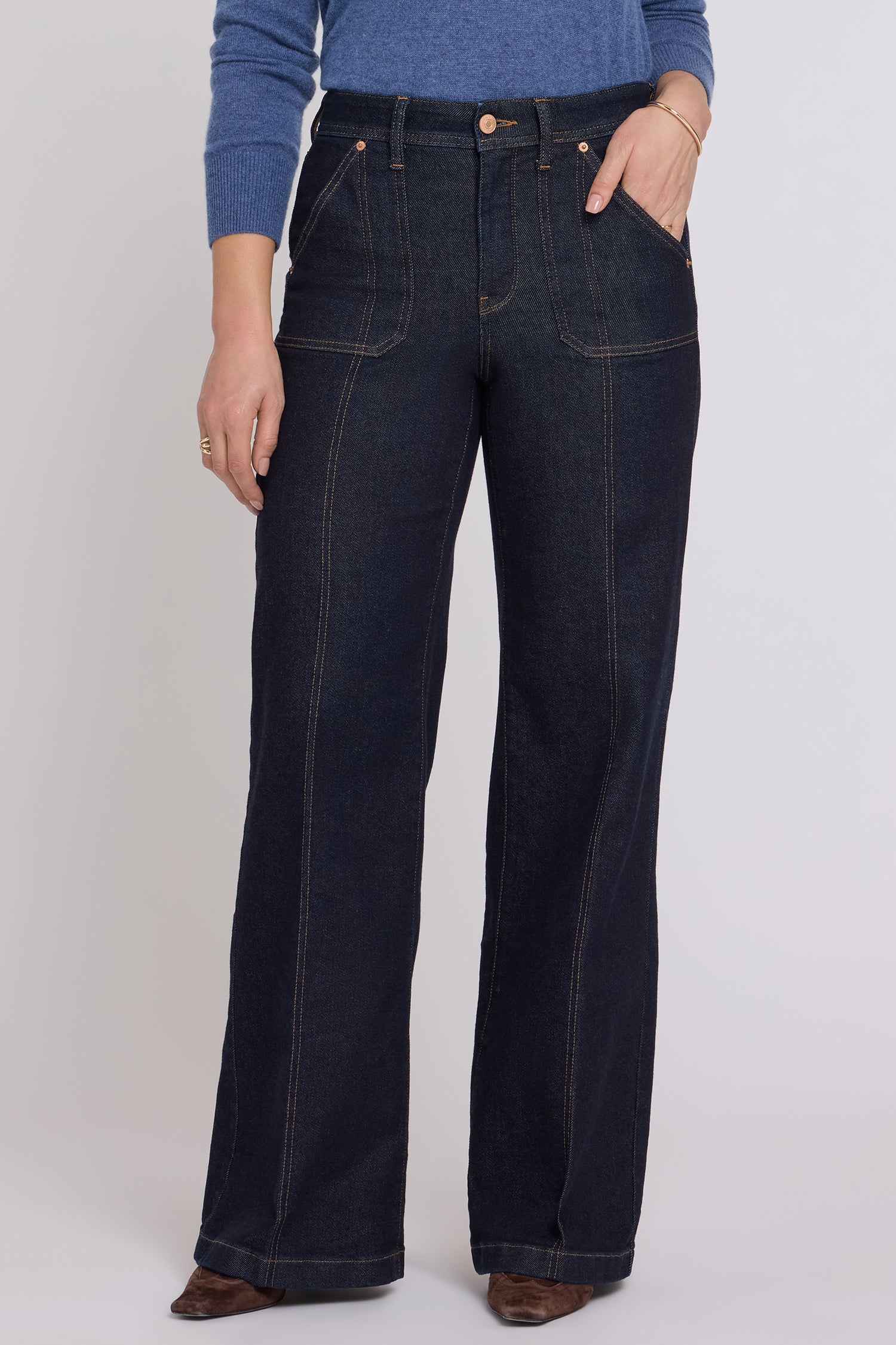 NYDJ Mia Palazzo Jeans With High Rise, Utility Pockets And 31