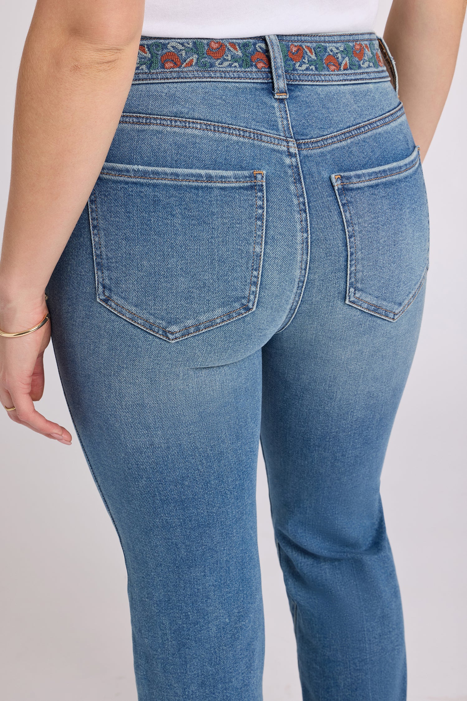 NYDJ Brooklyn Bootcut Jeans With High Rise And Embroidered Waistband - Bluebells