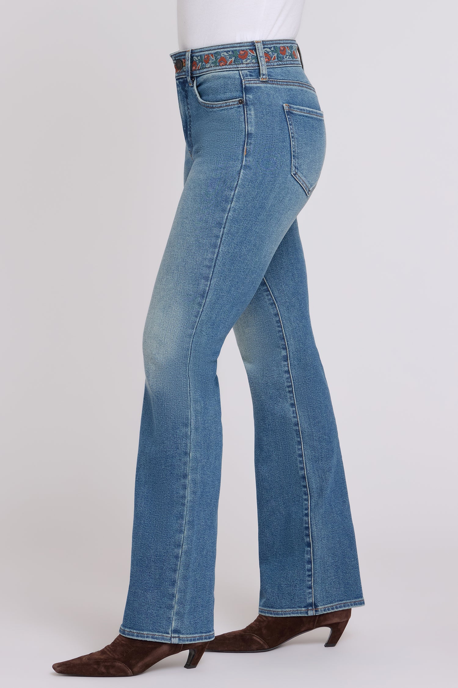 NYDJ Brooklyn Bootcut Jeans With High Rise And Embroidered Waistband - Bluebells